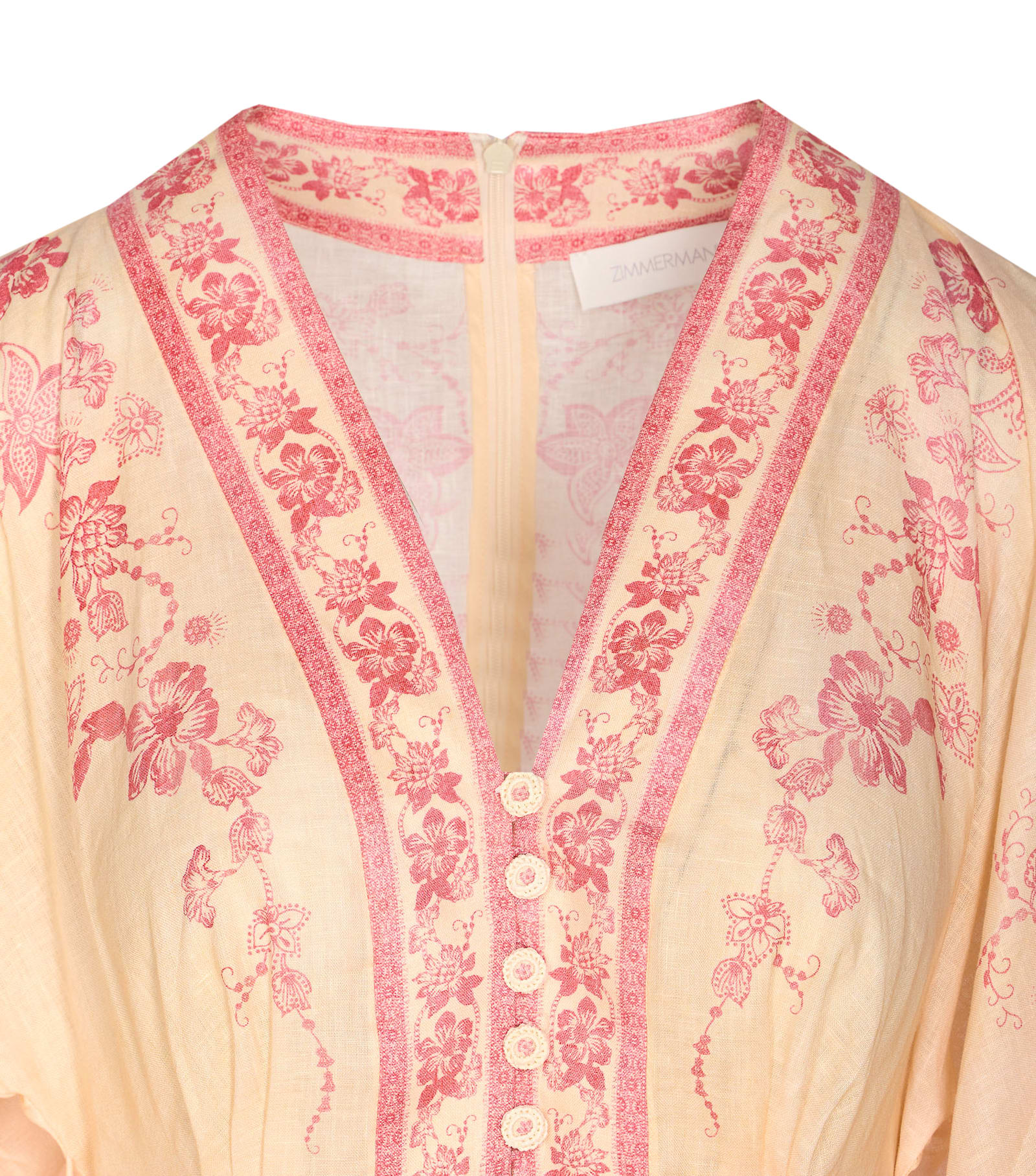 Zimmermann Beige Lucky Printed Mini Dress In Pink