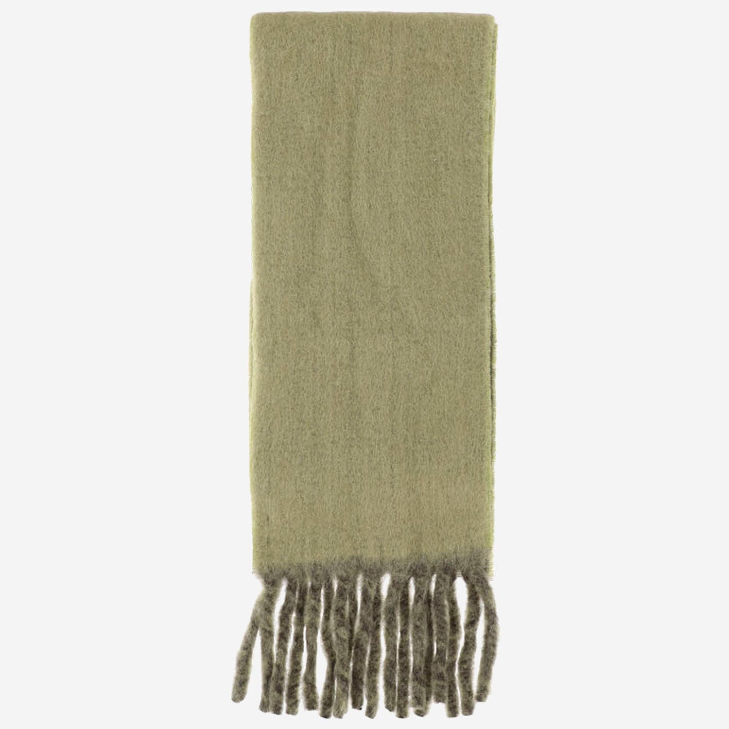 Shop Burberry Alpaca Wool Blend Scarf With Logo In Green