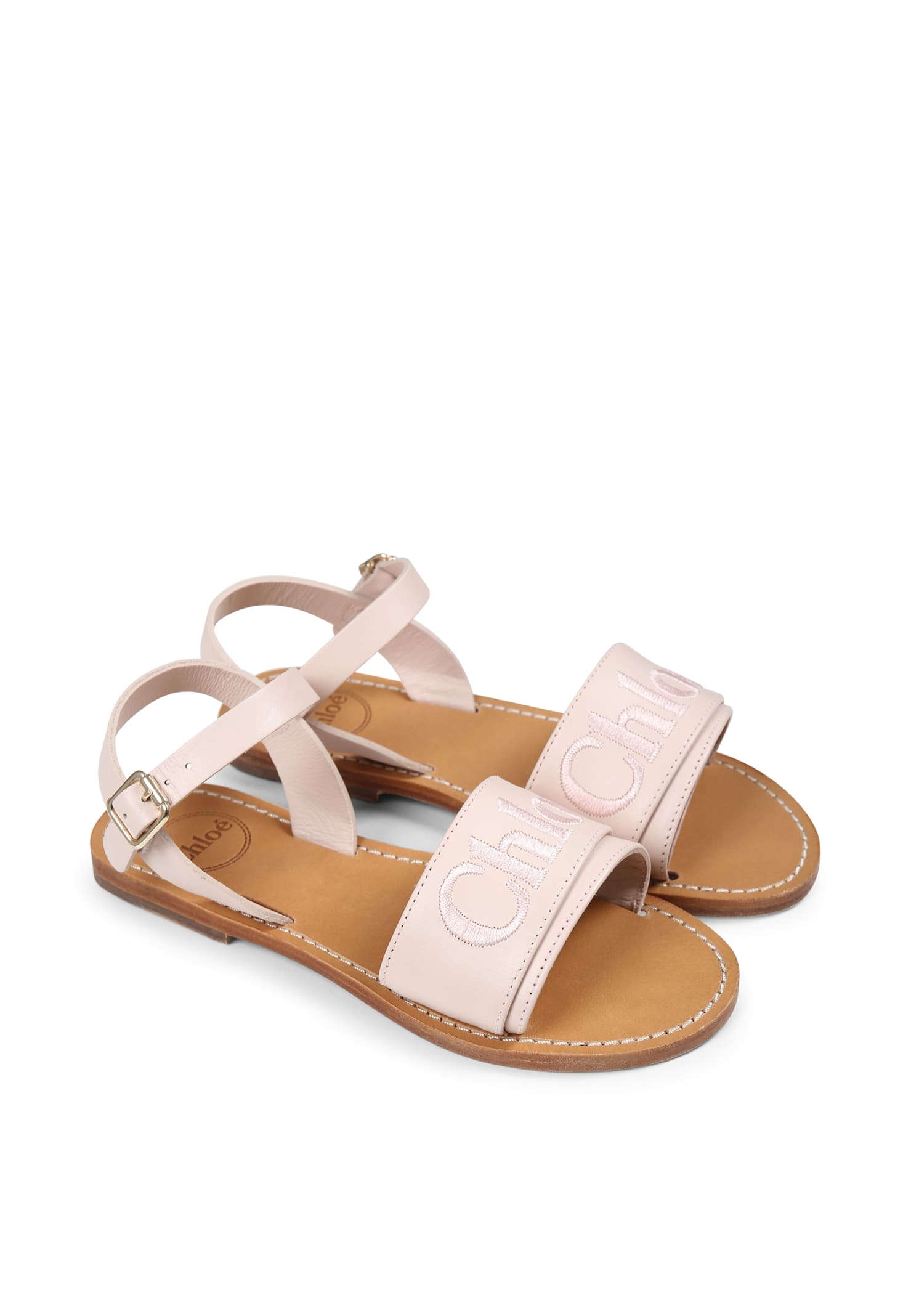 Shop Chloé Pink Sandals For Girl With Logo