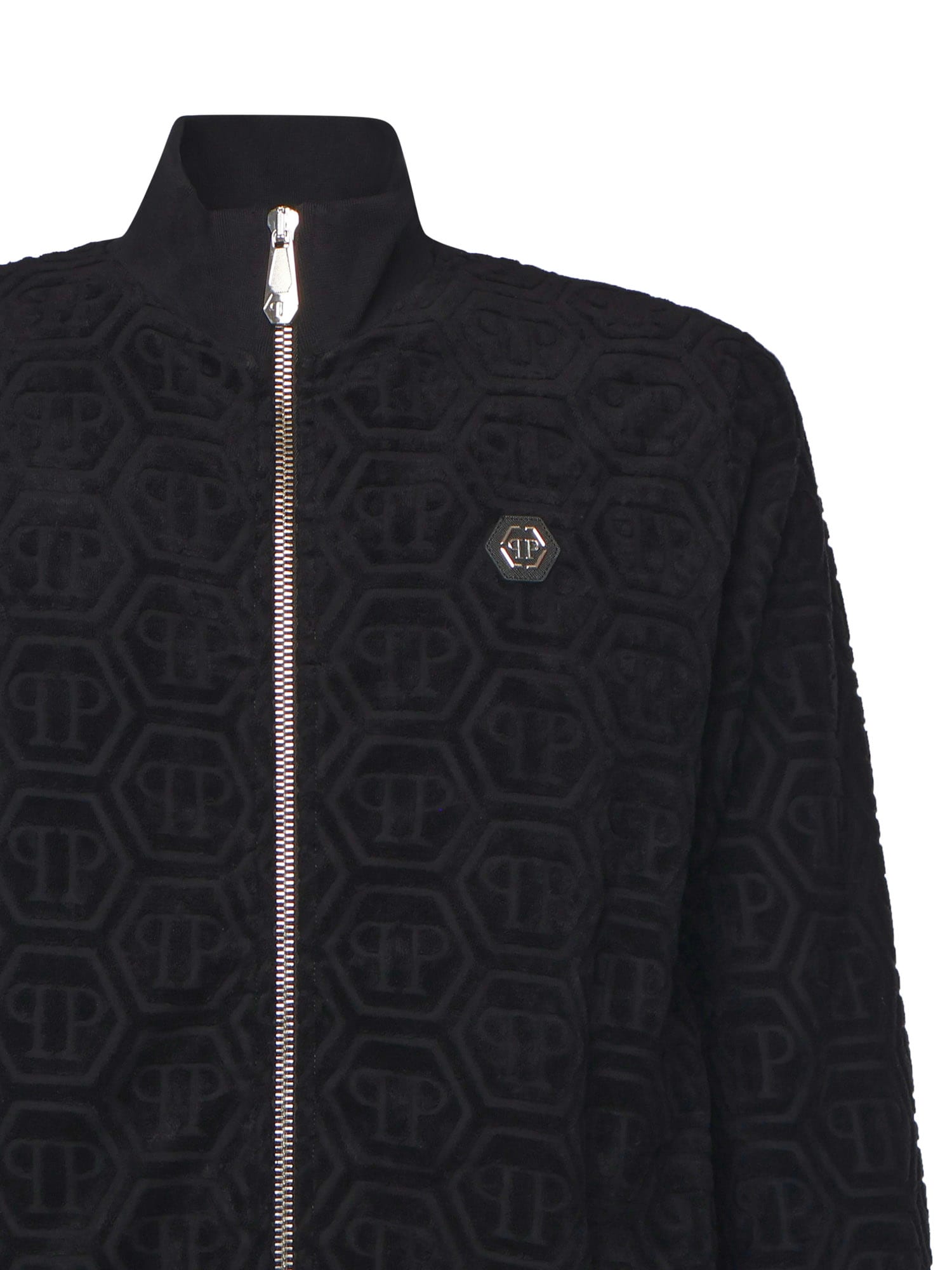 Philipp Plein Jacquard Tracksuit Jacket Monogram In Black