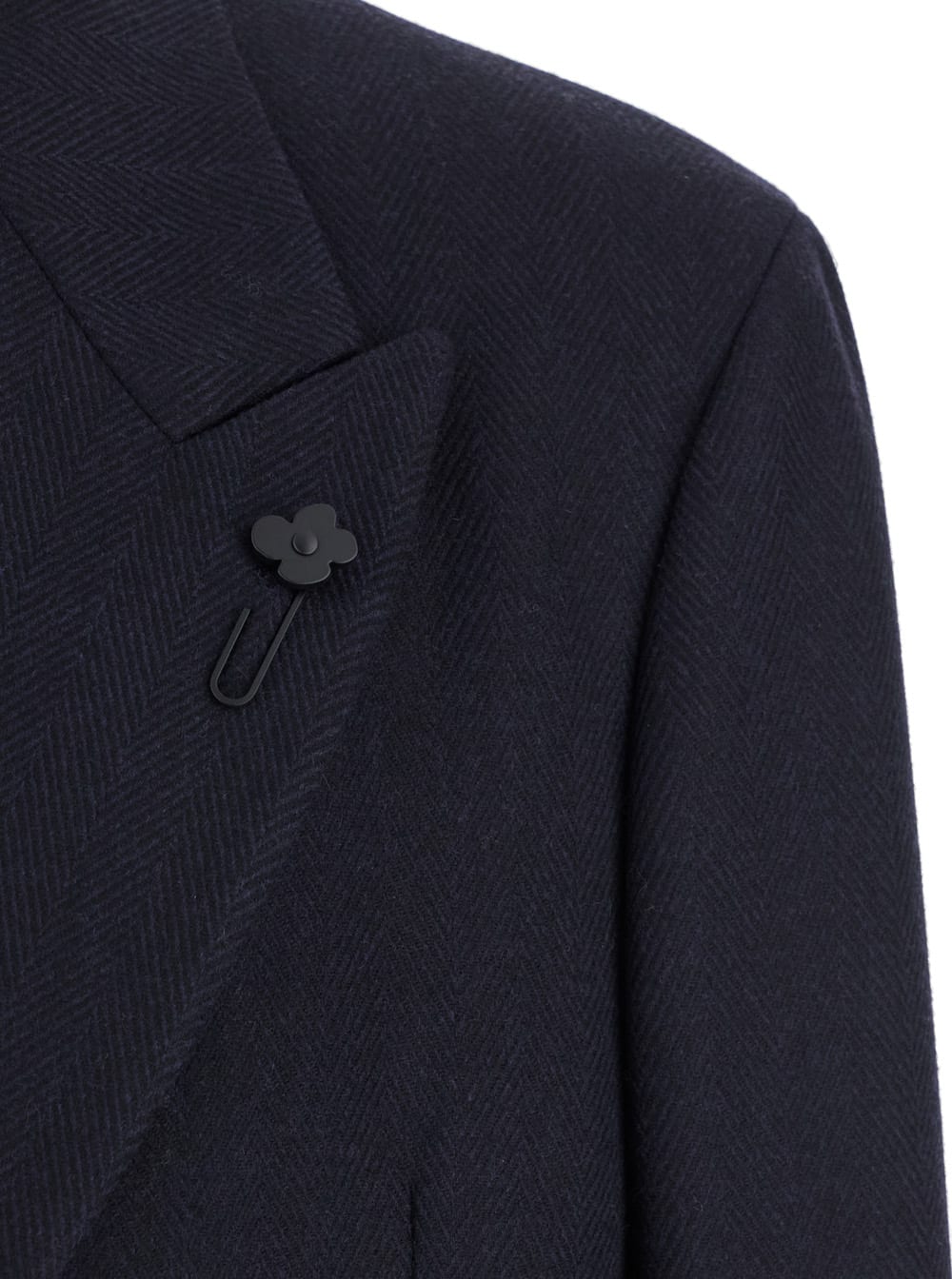 Lardini Double-breasted Herringbone Coat In Blue
