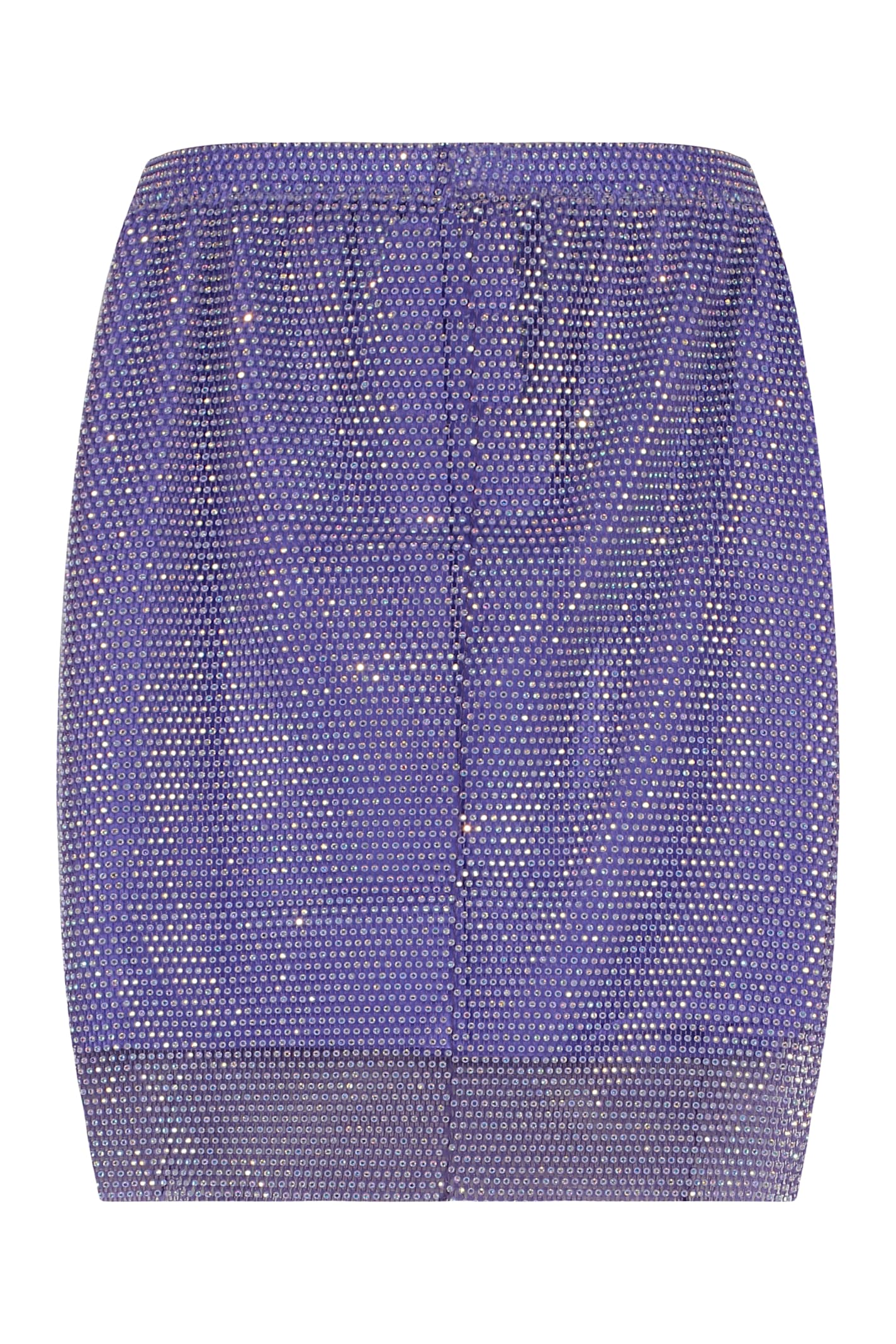 Santa Rhinestone Embellished Netted Mini Skirt In Purple