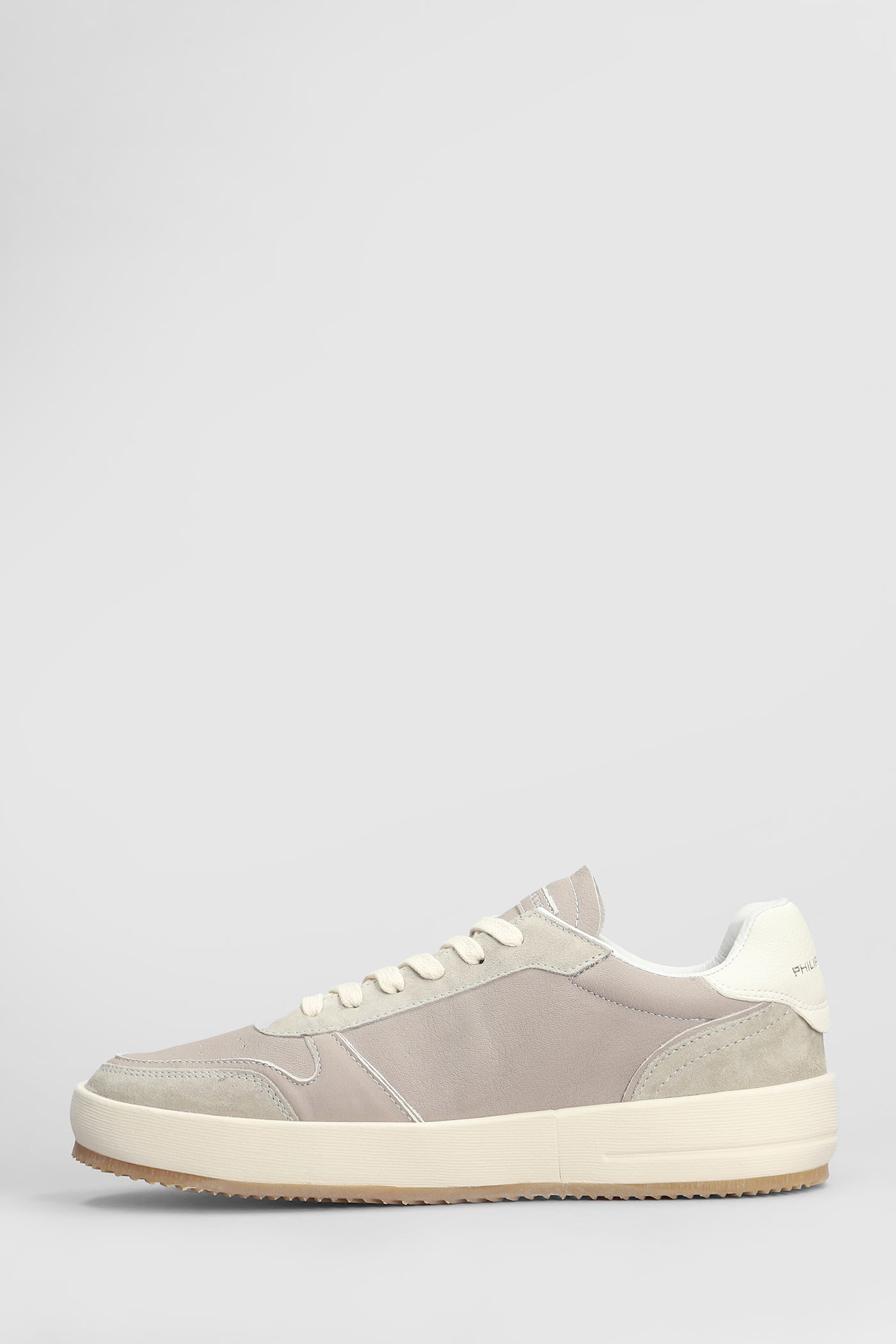 PHILIPPE MODEL NICE LOW SNEAKERS IN GREY SUEDE AND LEATHER 