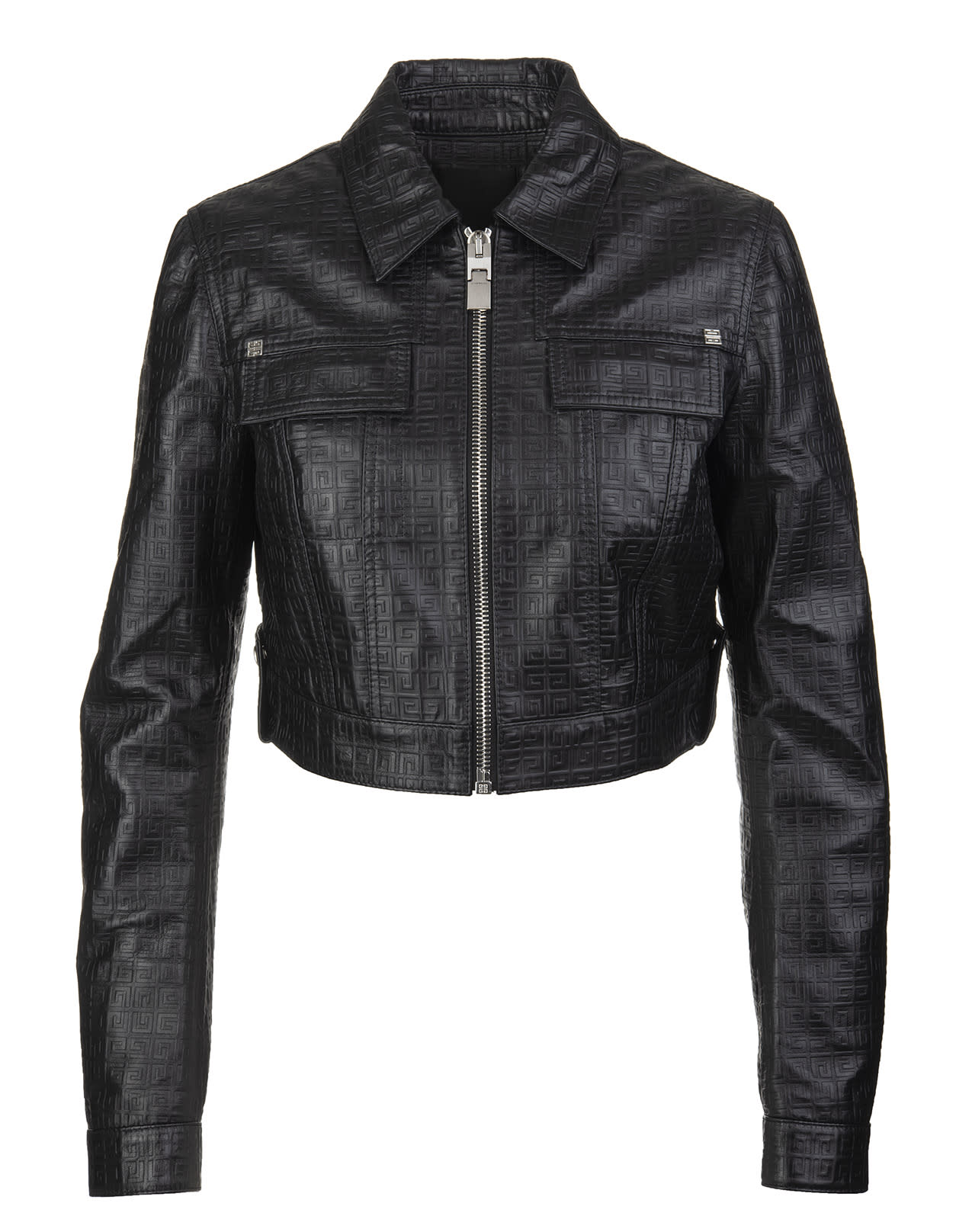 Givenchy Woman Short Jacket In Black Leather With 4g Motif