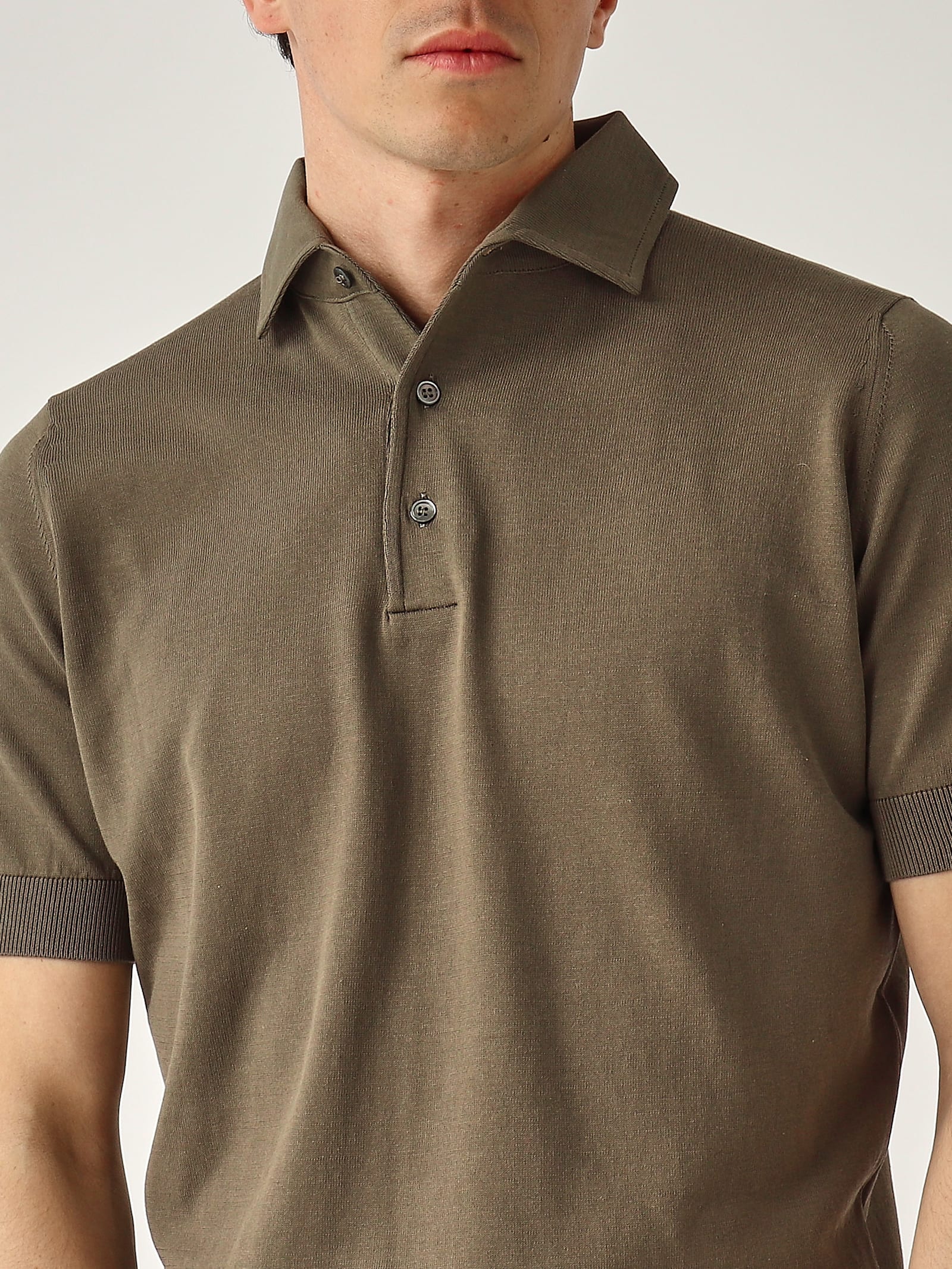 Filippo De Laurentiis M/c Paramontura In Crepe Cotton Polo In Green