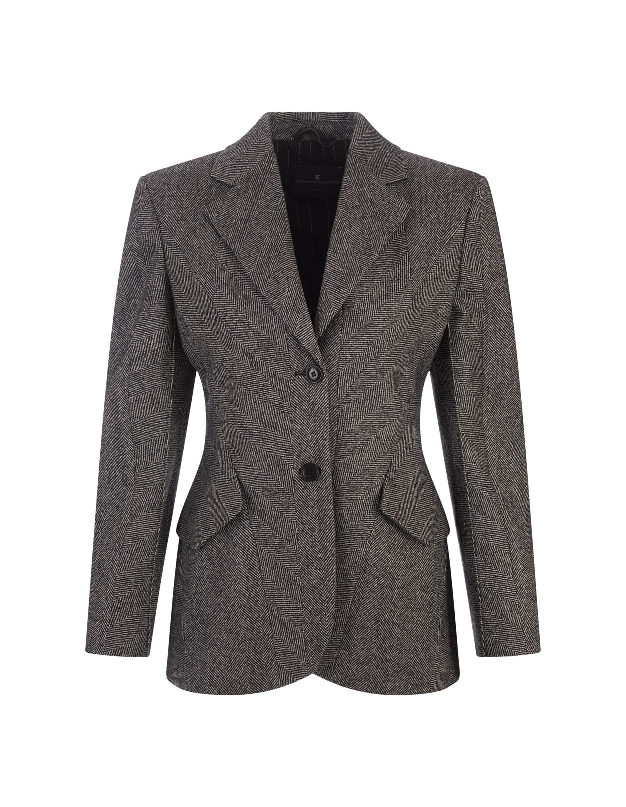 Shop Ermanno Scervino Slim Fit Blazer With Herringbone Pattern In Black