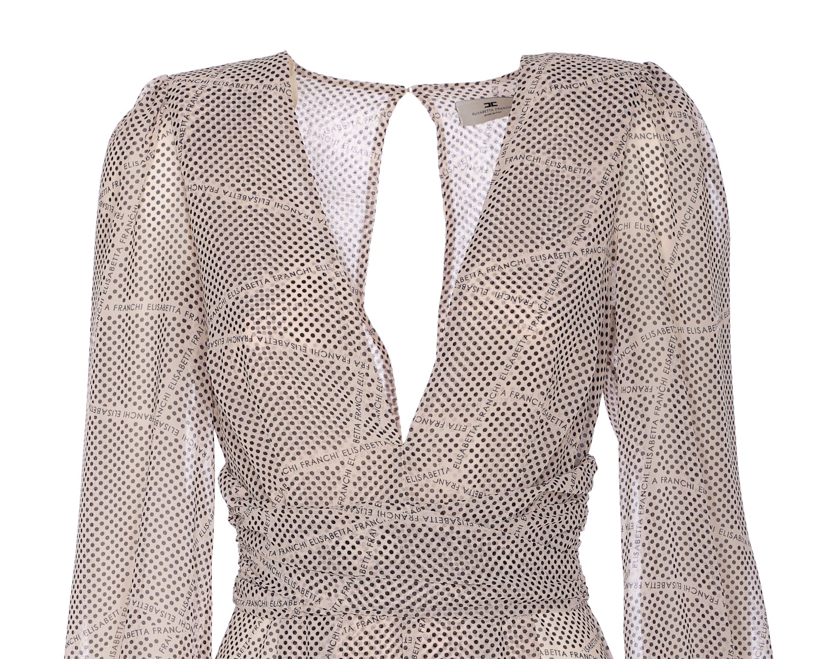 Elisabetta Franchi Red Carpet Georgette Dress With Polka Dots And Ribbons
