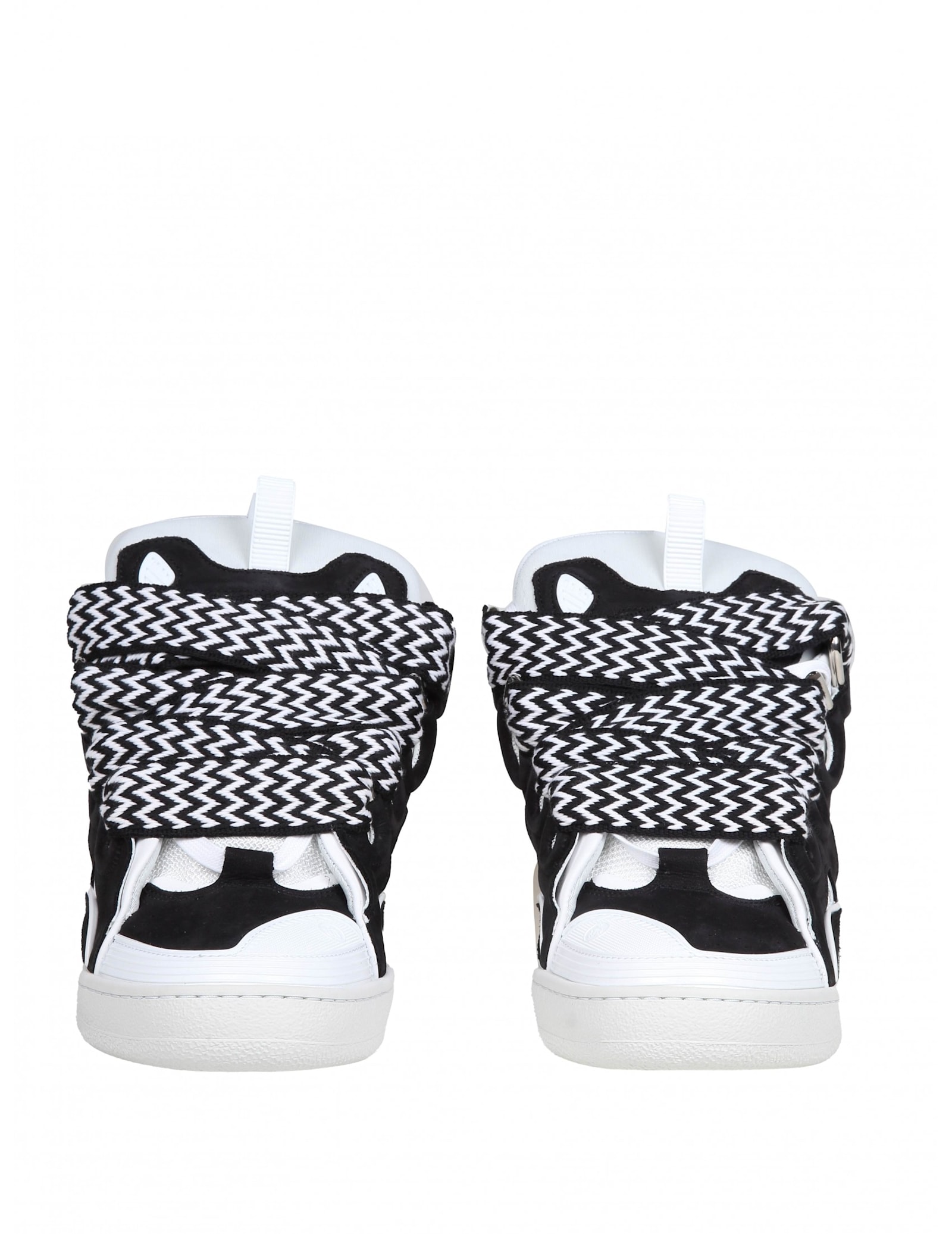 Shop Lanvin Curb Sneakers Curb Leather And Suede Sneakers With Multicolor Lace In White