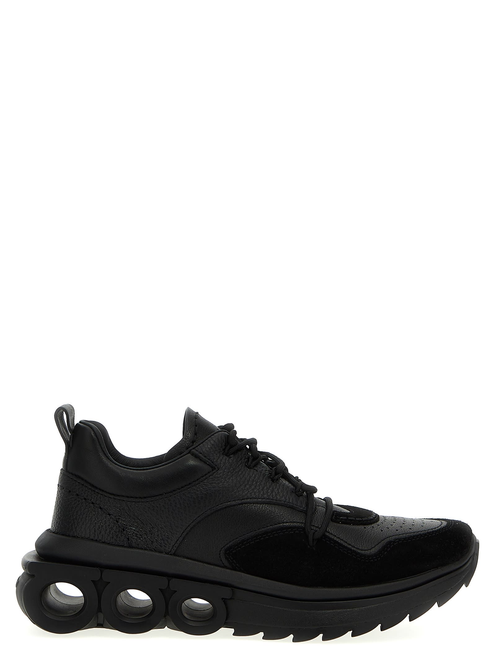 Shop Ferragamo Mina Skin Sneakers In Black