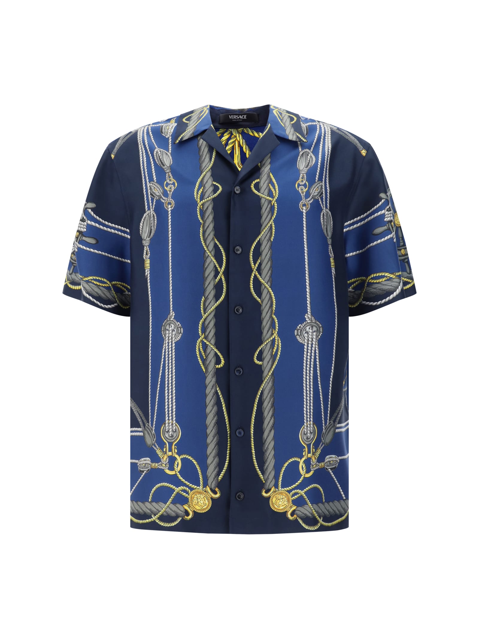Shop Versace Shirt In Blue/gold