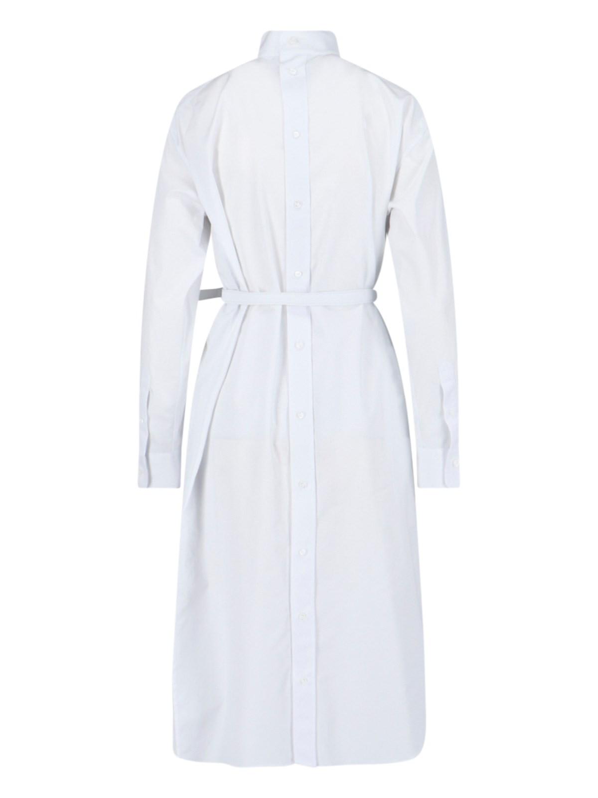 Shop Fendi Midi Shirt Dress In White
