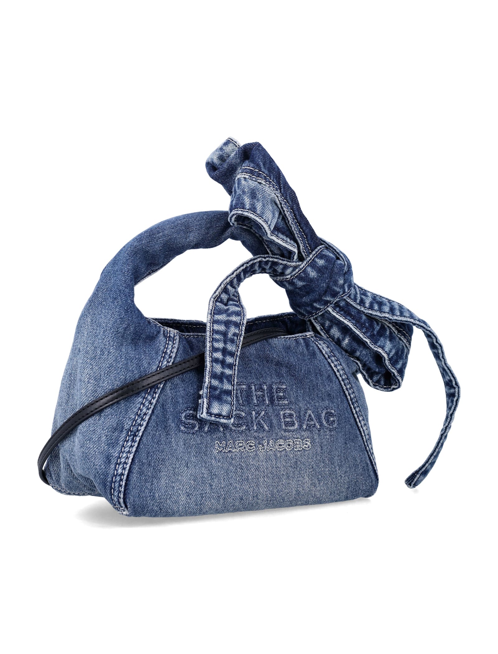 Marc Jacobs The Bow Denim Mini Sack Bag In Blue