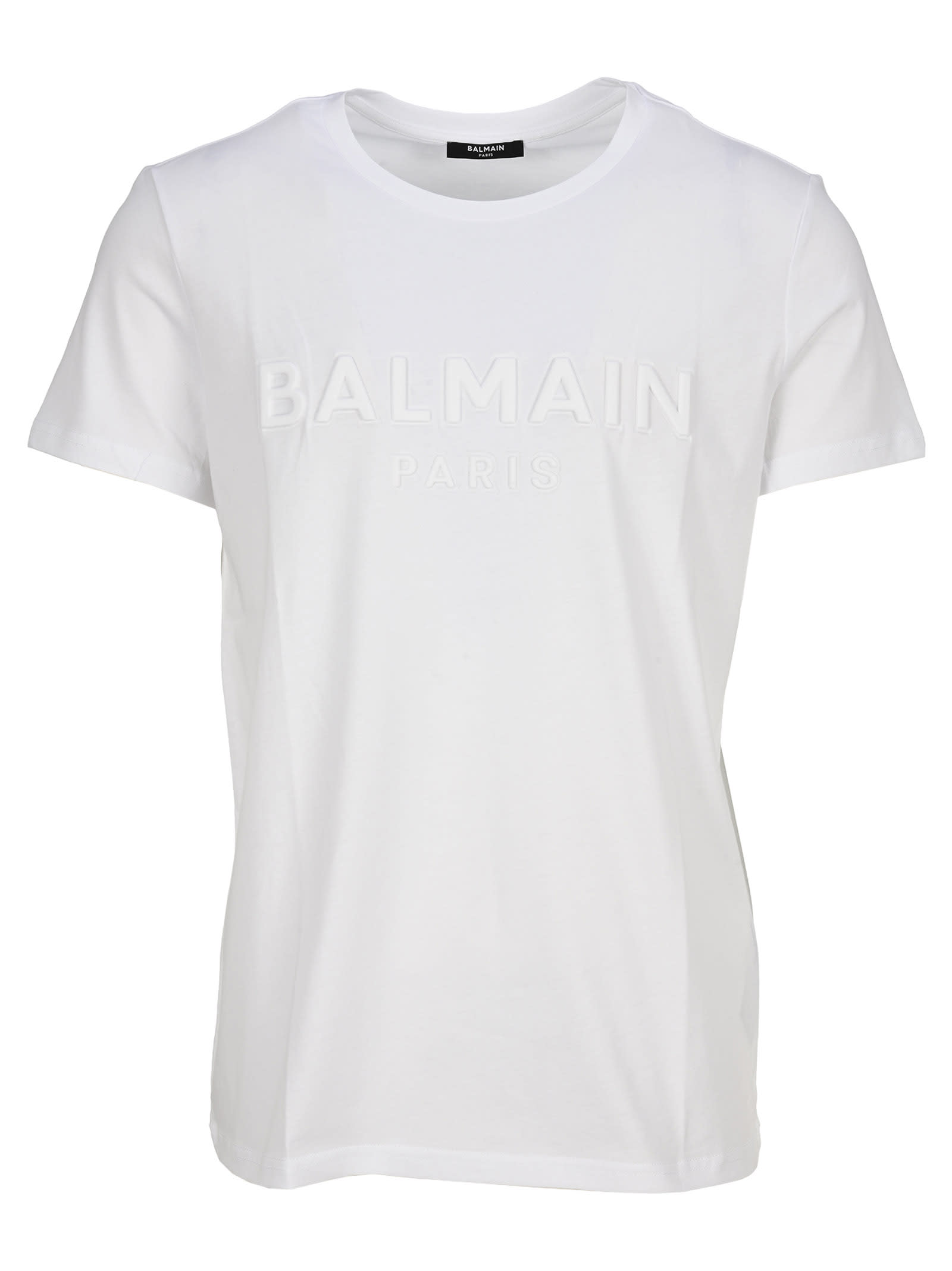 Balmain Cotton T-shirt With Embossed Balmain Logo