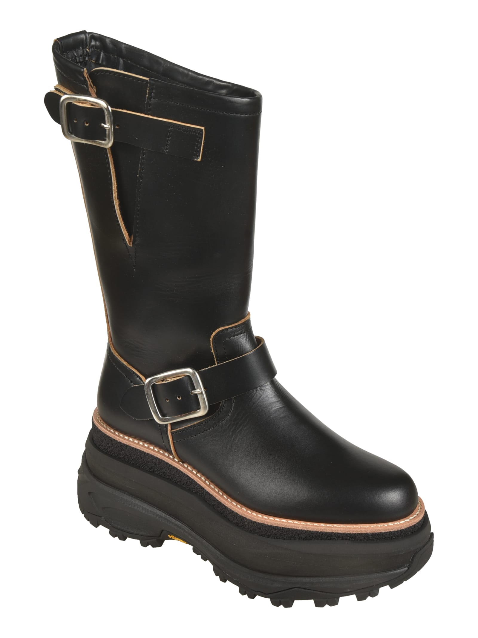 Shop Sacai Side-buckled High Boots In Black