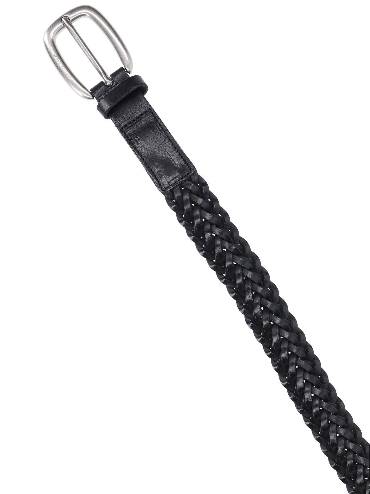 Golden Goose Houston Woven Leather Belt In Black