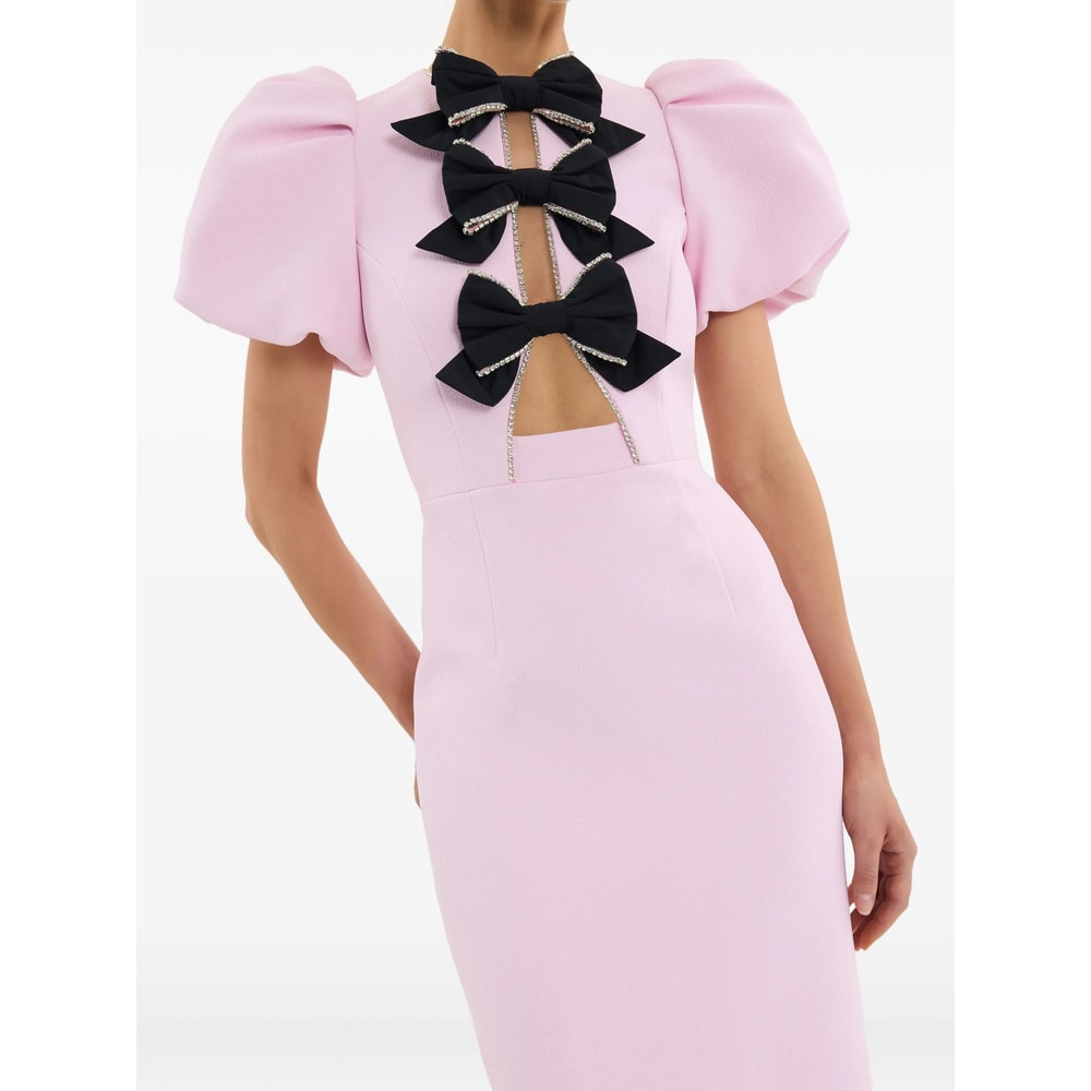 Rebecca Vallance Nemy Bow-embellished Crepe Midi Dress In Pink