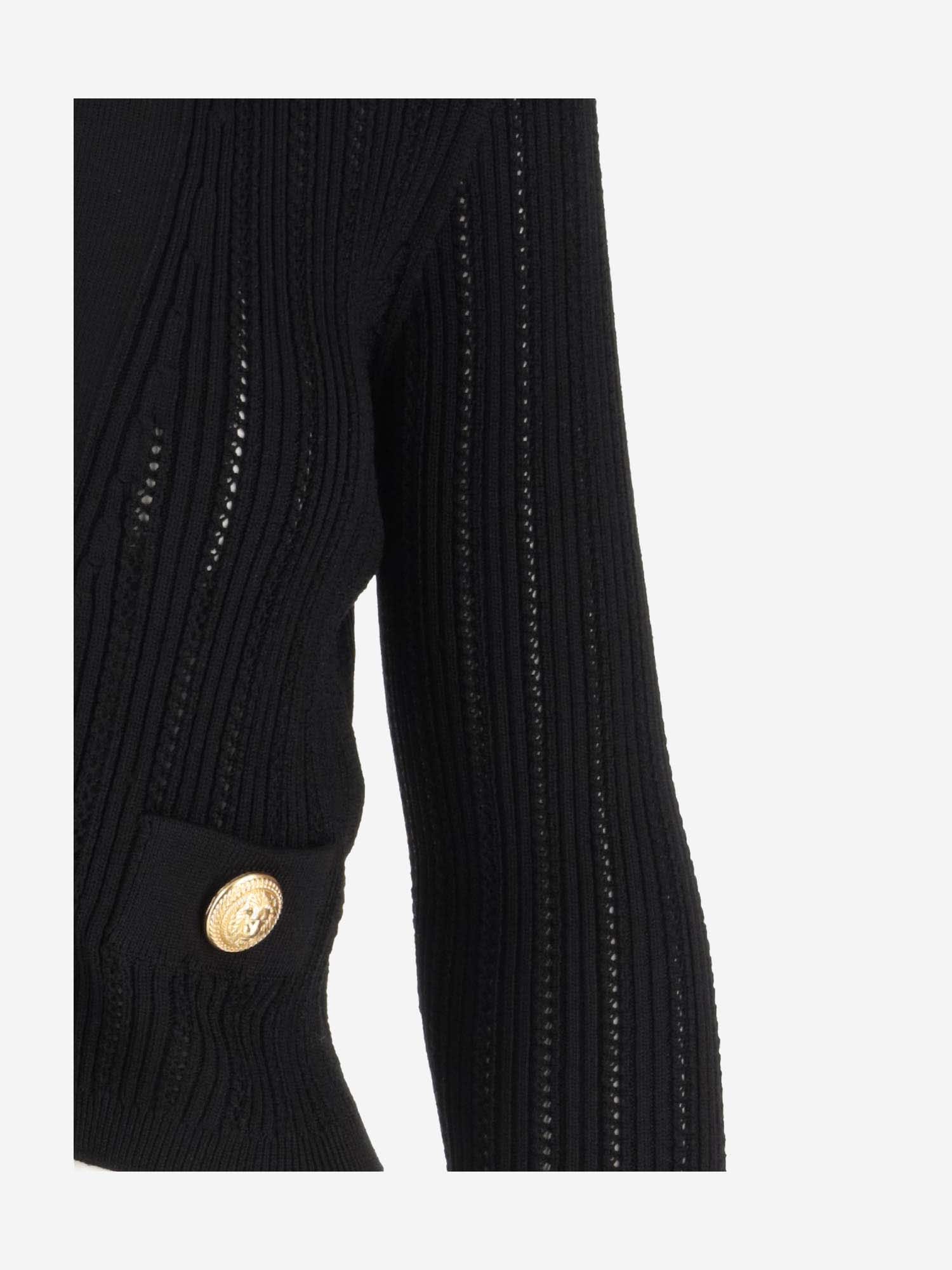 Shop Balmain Knit Cardigan In Noir