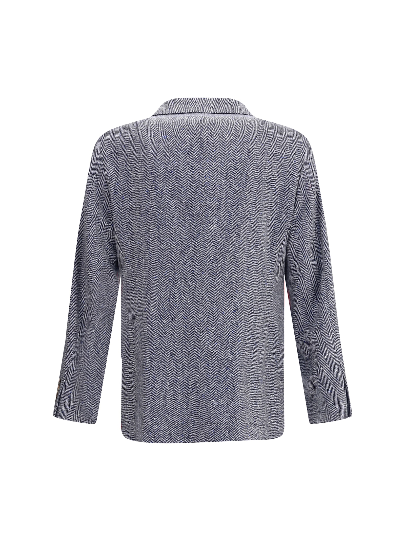 Brunello Cucinelli Men Herringbone Blazer In Blue