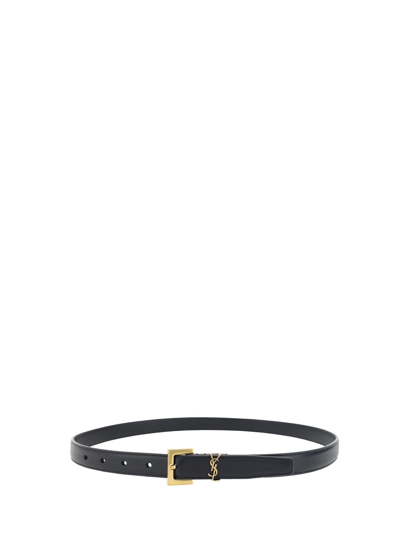 Saint Laurent Cassandre Slim Belt In Brown