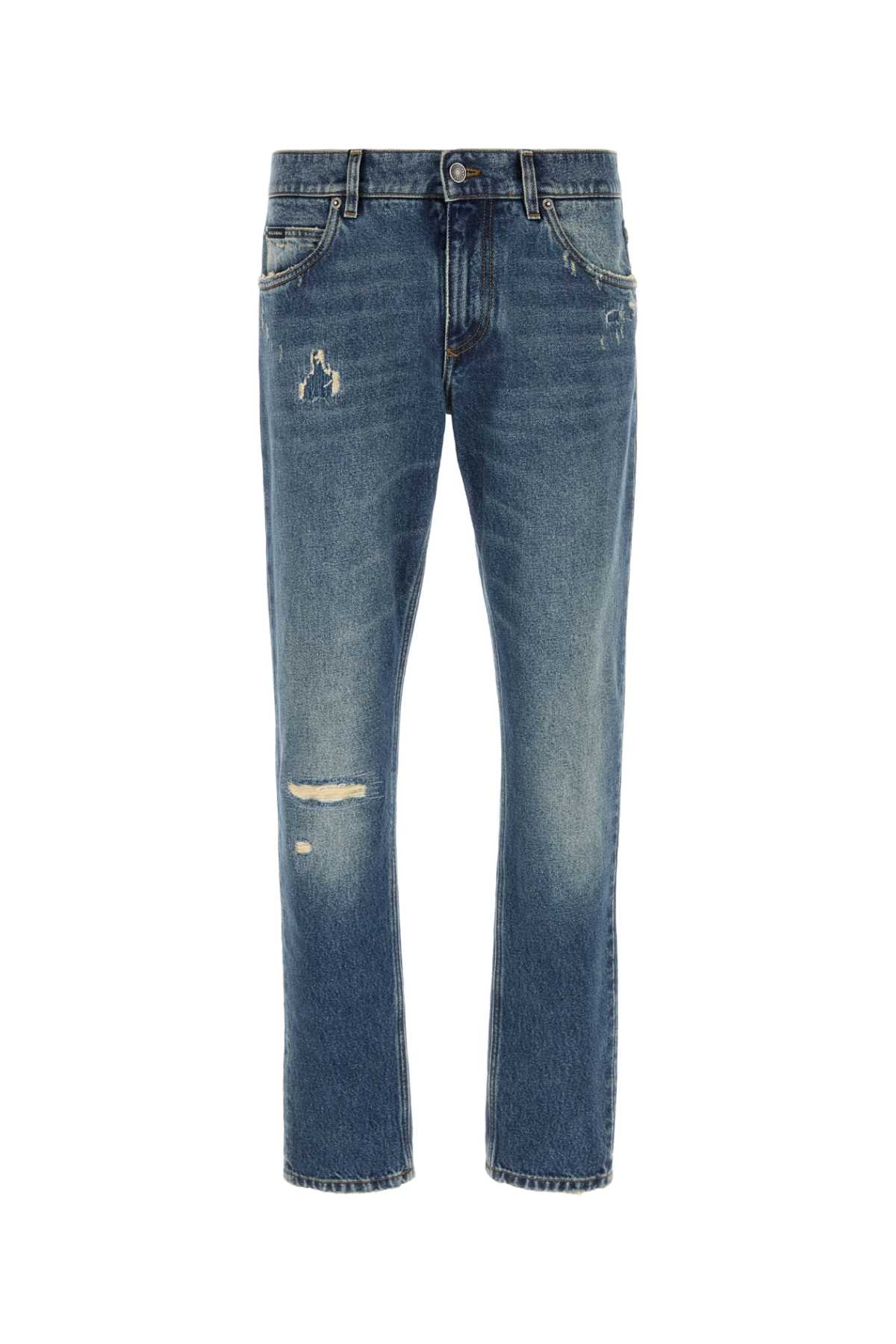 Dolce & Gabbana Belt Loops Distressed Denim Trousers In Blue