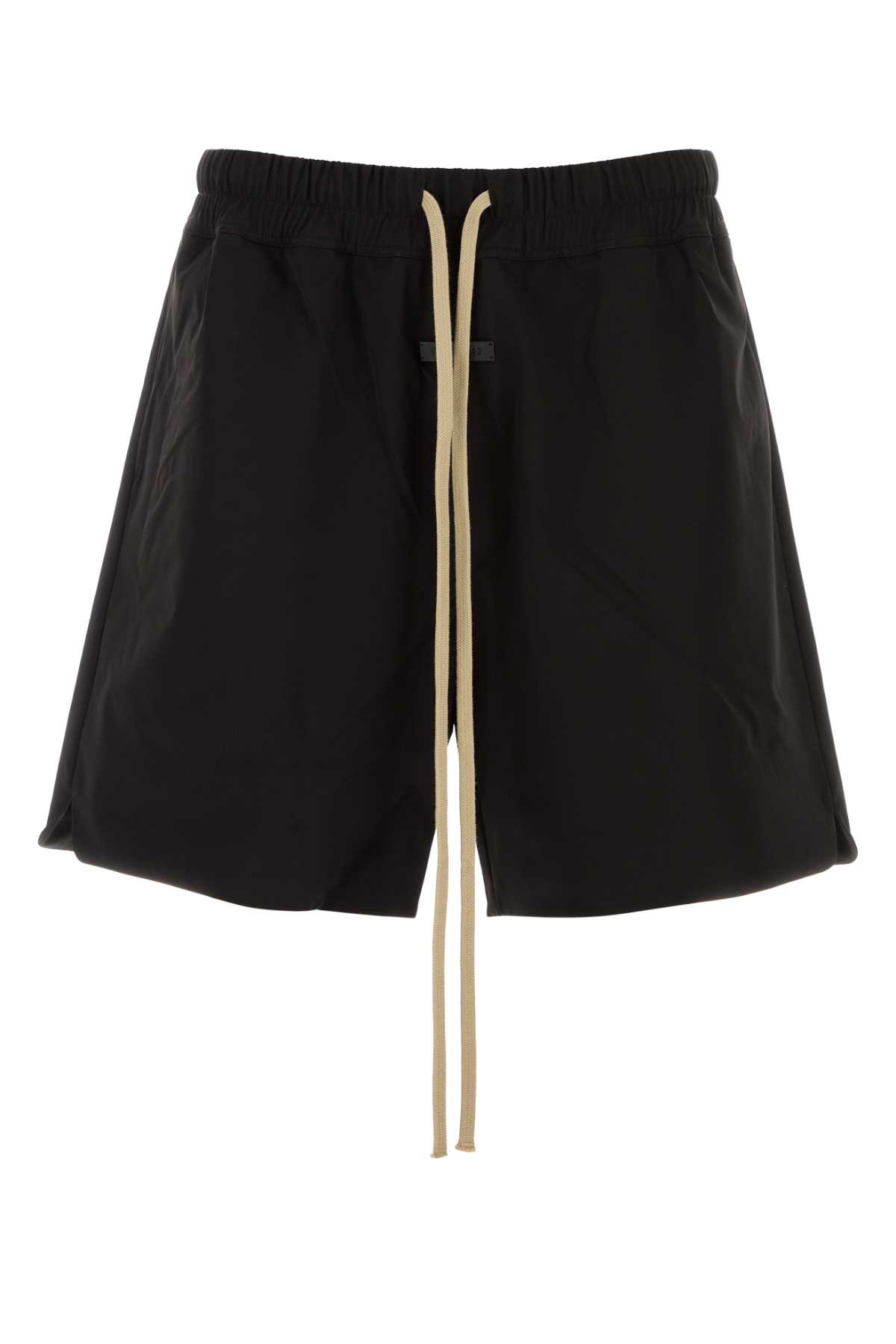 Fear Of God Drawstring Elastic Waistband Wool Shorts In Black