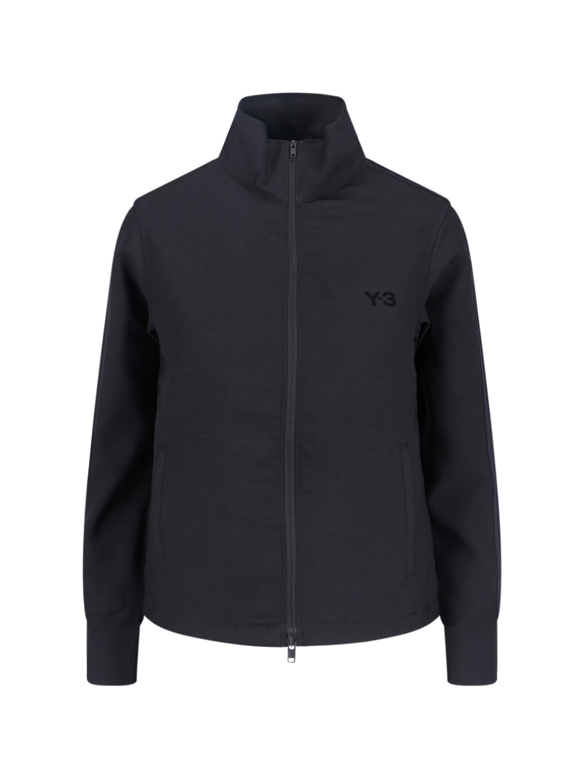 Y-3 High Collar Long Sleeve Sweatshirt Jacket In Black
