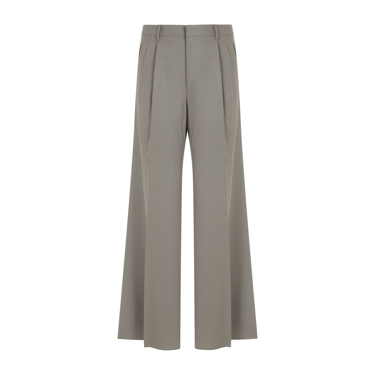 Shop Etro Double Pleat Trousers In Grigio Fango