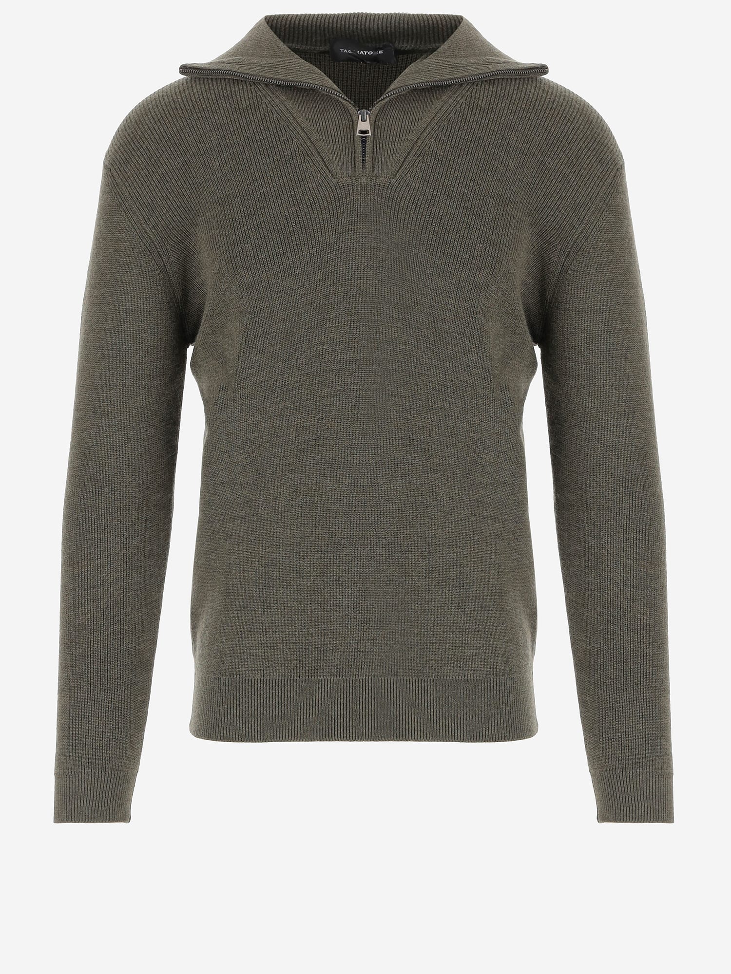 Tagliatore Ribbed Zip-neck Sweater In Green
