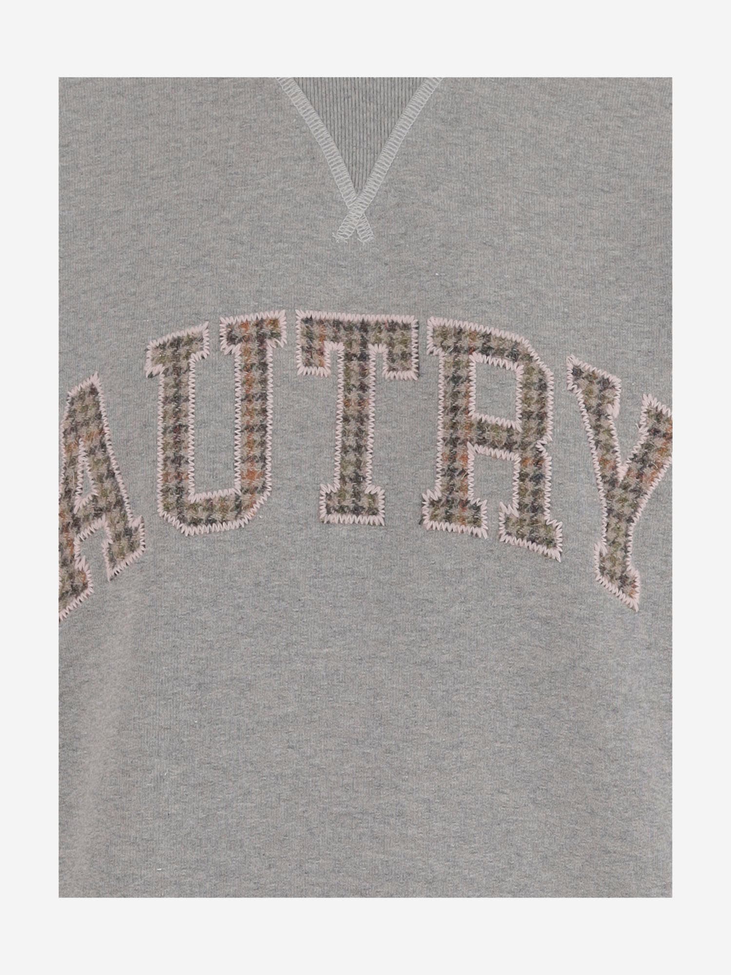 Autry Cotton Crew Neck Sweatshirt With Logo Lettering In Gray