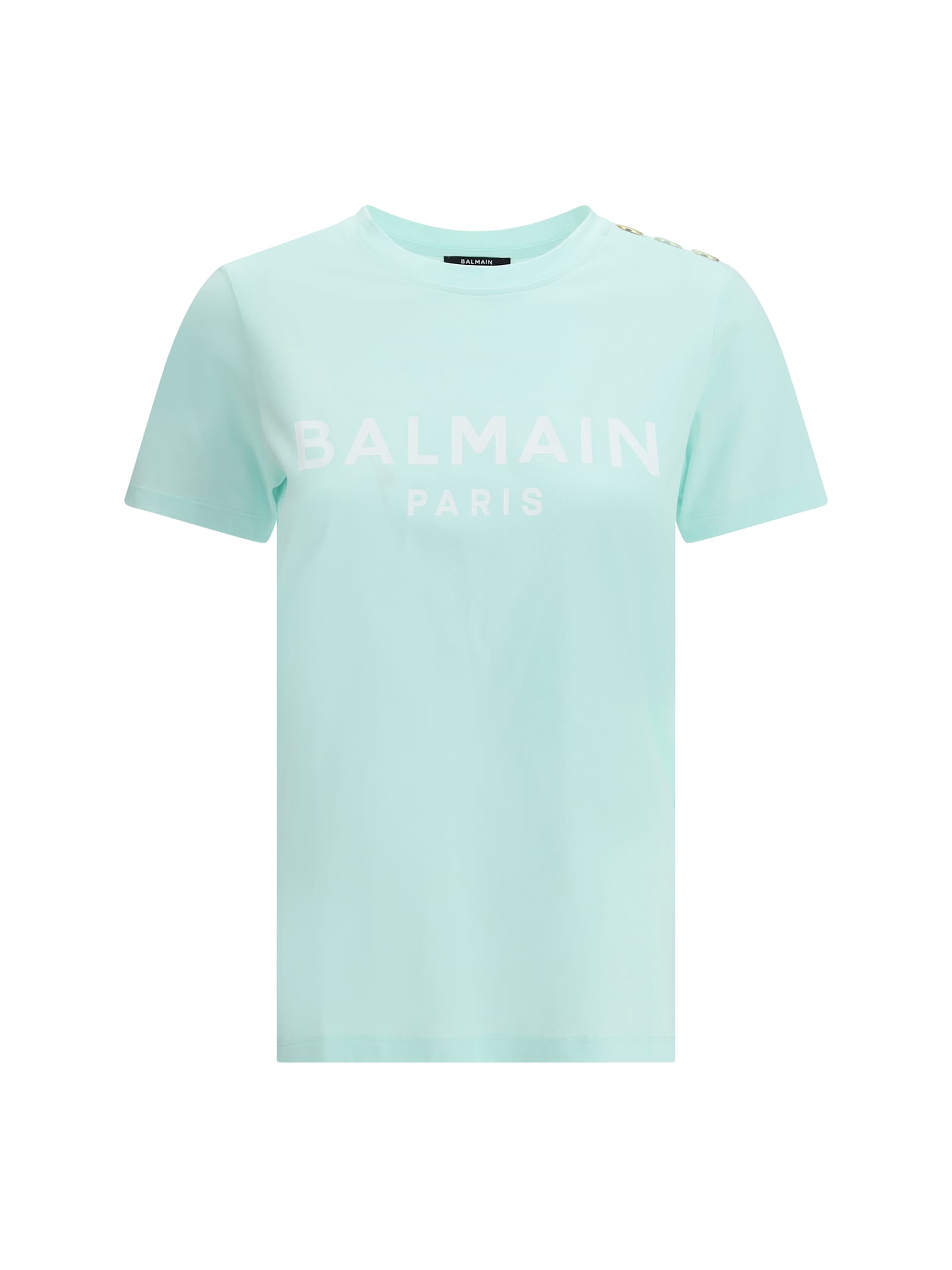 Balmain Logoed Crew Neck T-shirt With Embossed Buttons