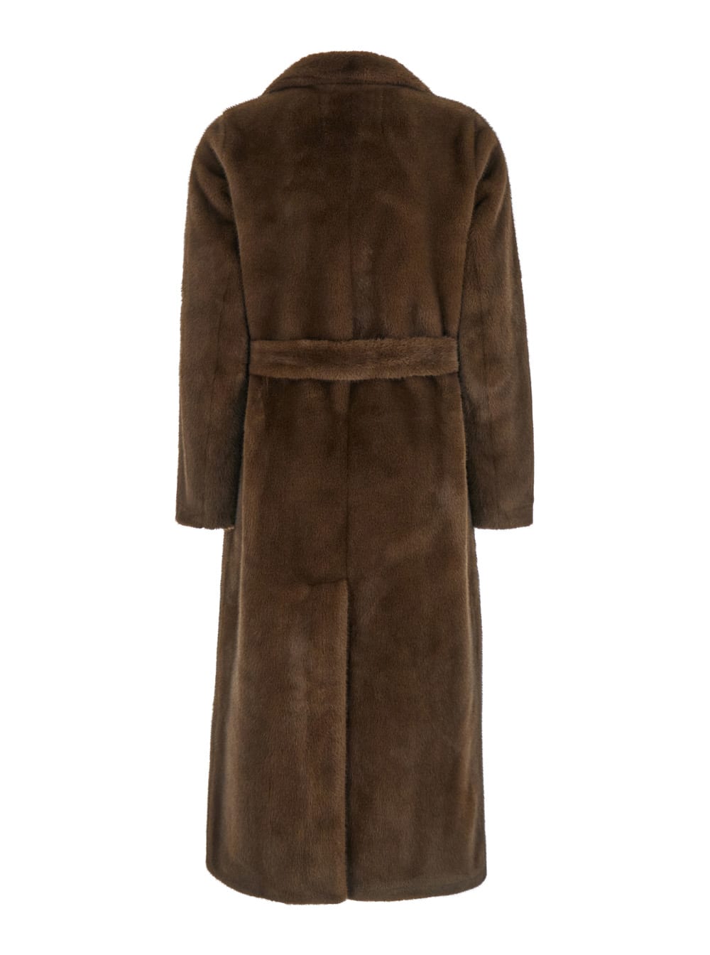 Shop Valentini 1972 Brown Single-breasted Coat With Notched Revers In Ecofur Woman