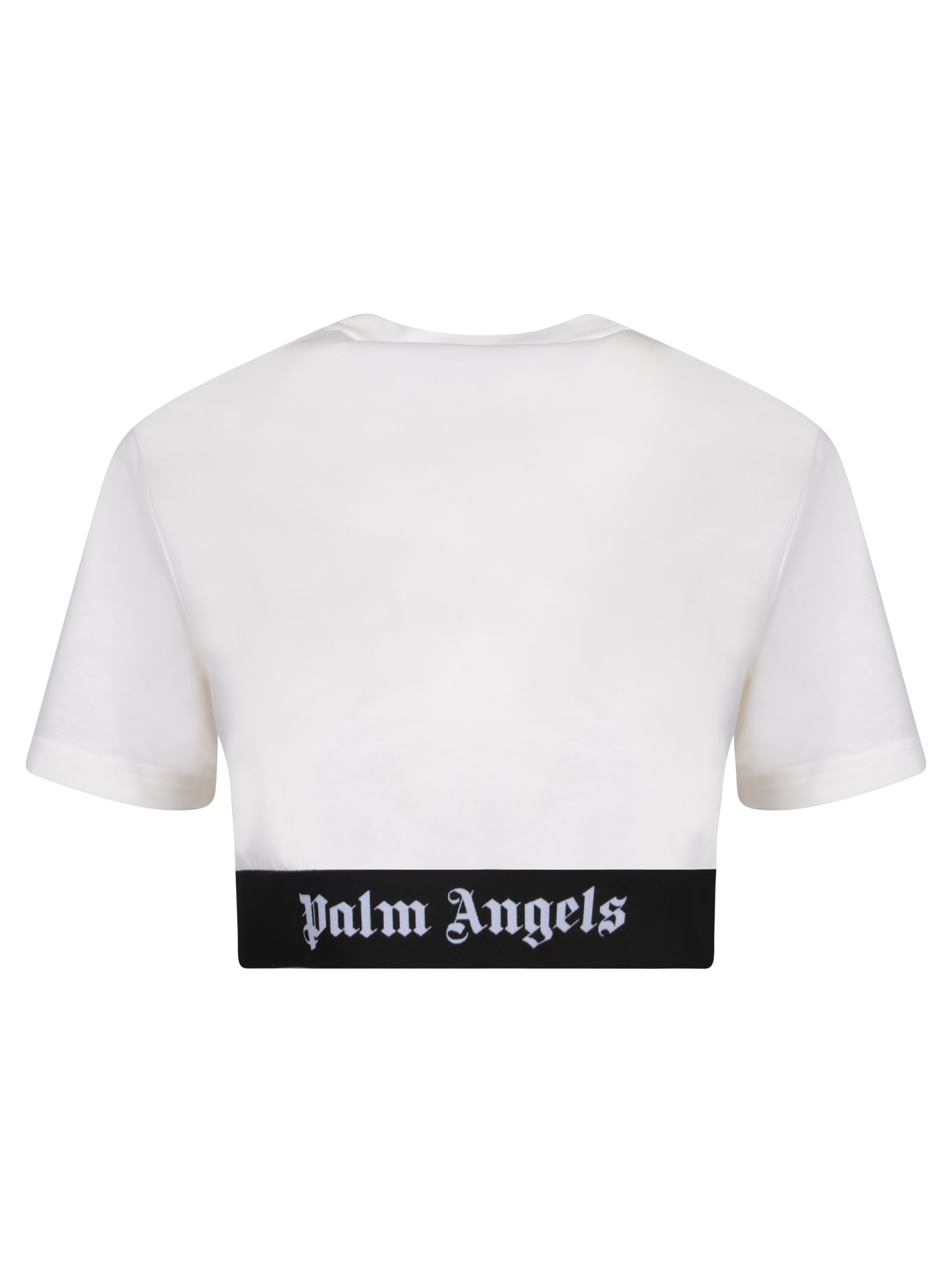 Shop Palm Angels Logo Tape White T-shirt