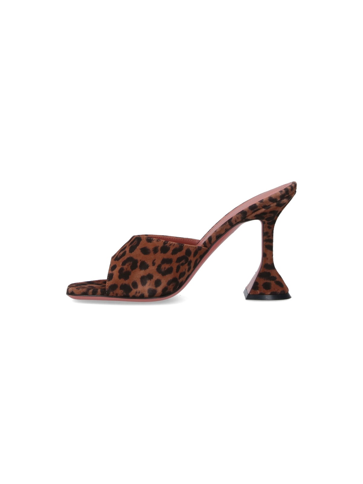 Amina Muaddi Leopard Print Suede High-heeled Mules In Brown