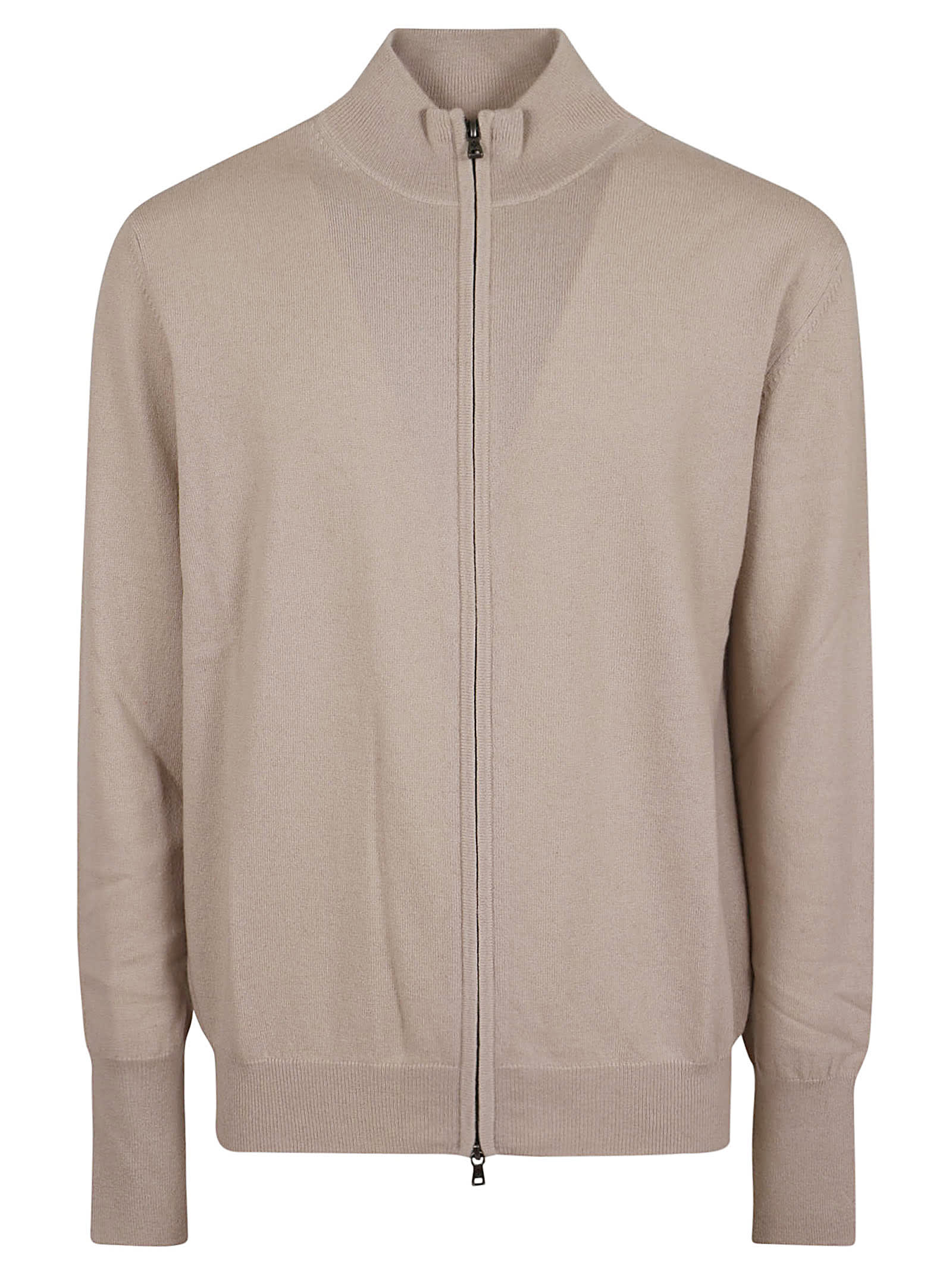 Shop Ballantyne Full Zip Cardigan In Beige