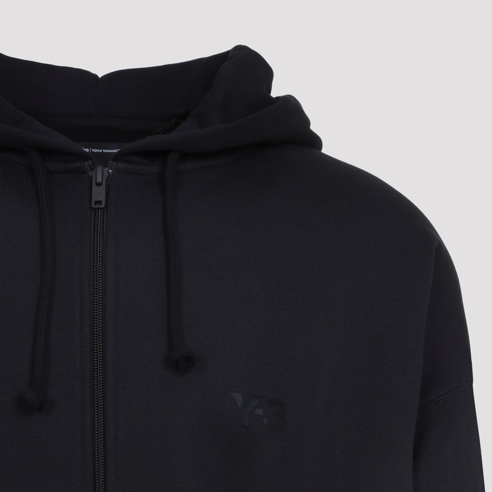 Y-3 Brushed Terry Hoodie With Drawstring Hood In Black