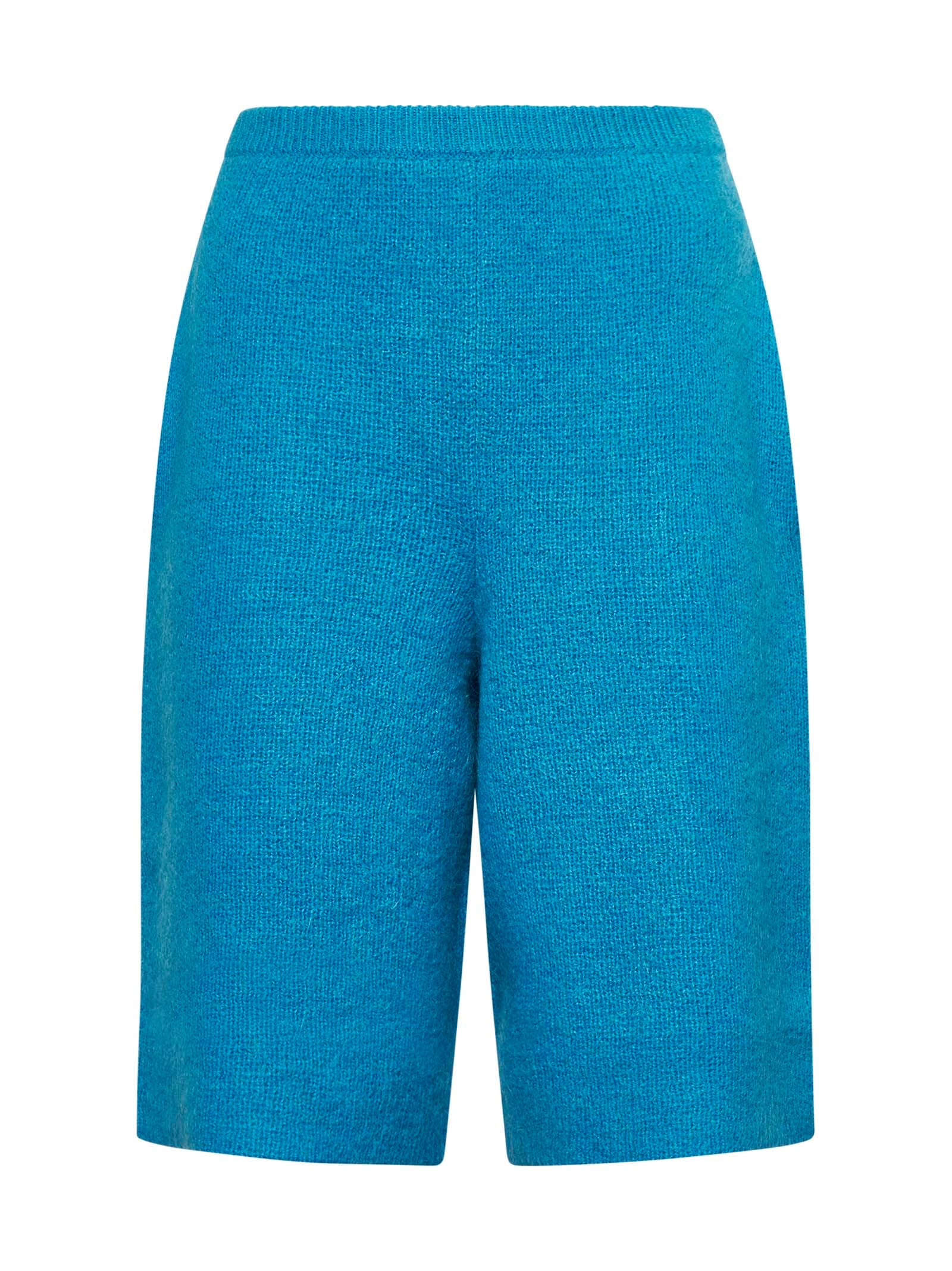 Jw Anderson Basketball-style Light Blue Knit Shorts<br/> In Aqua