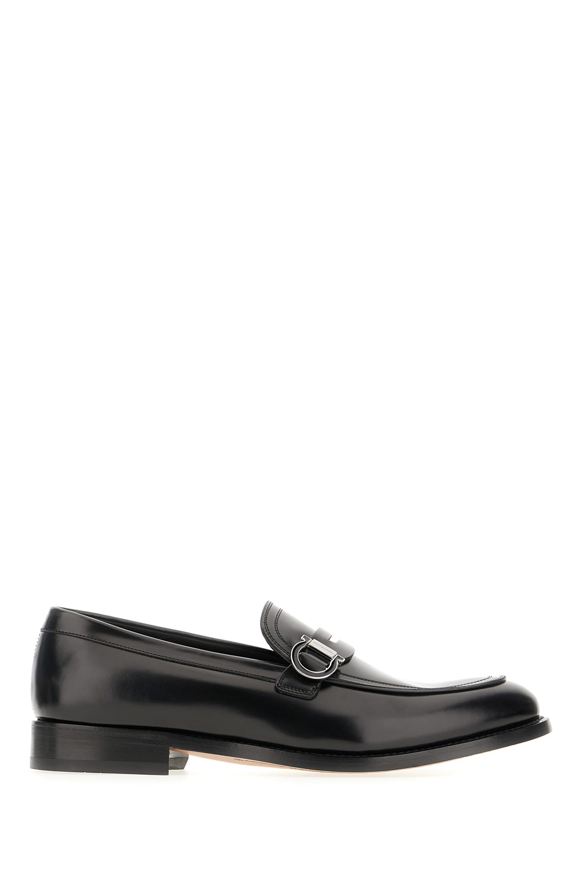 Ferragamo Black Leather Canada Loafers In Nero