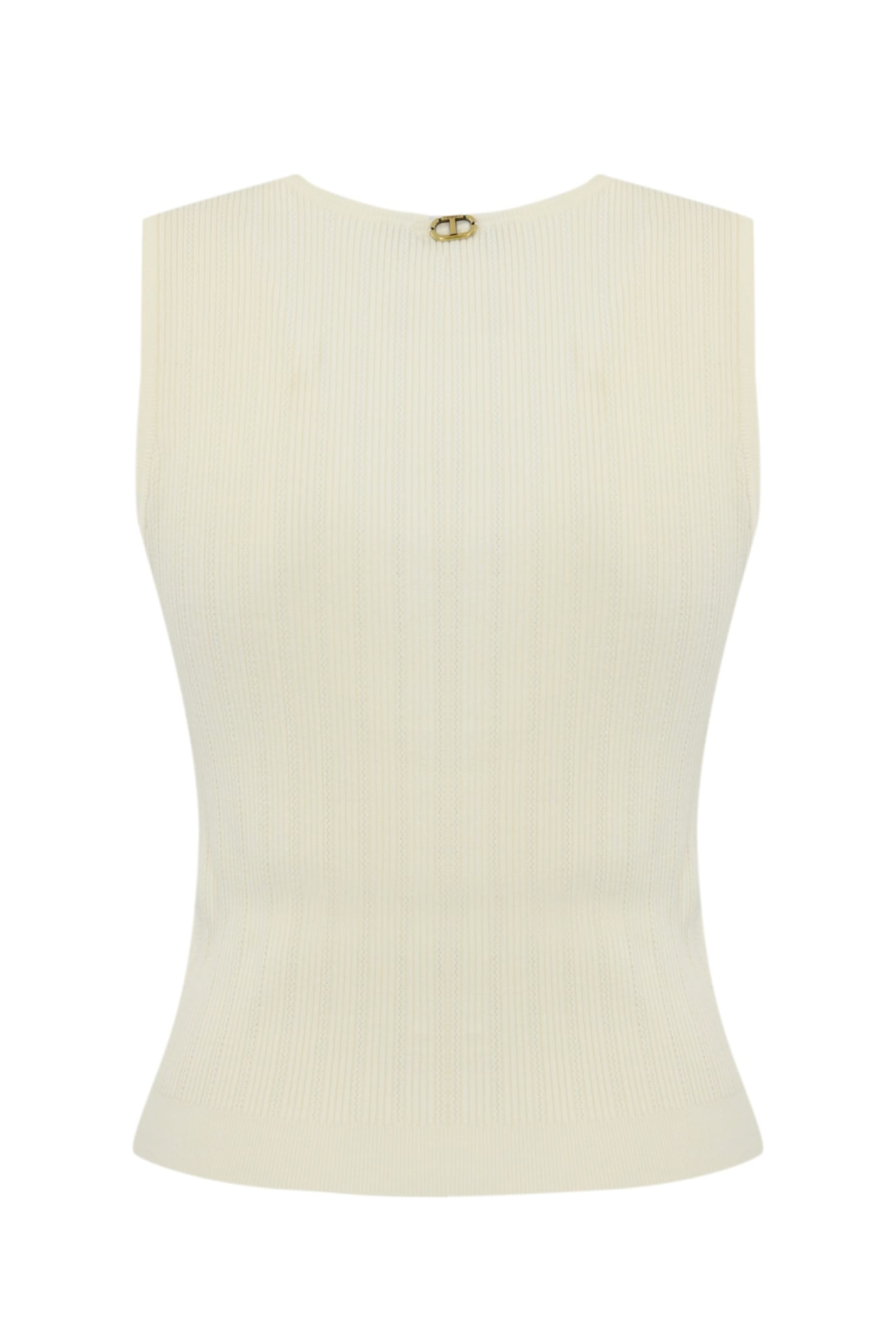 Twinset Top In Maglia Con Bottone Decoro Top-wear In Ice