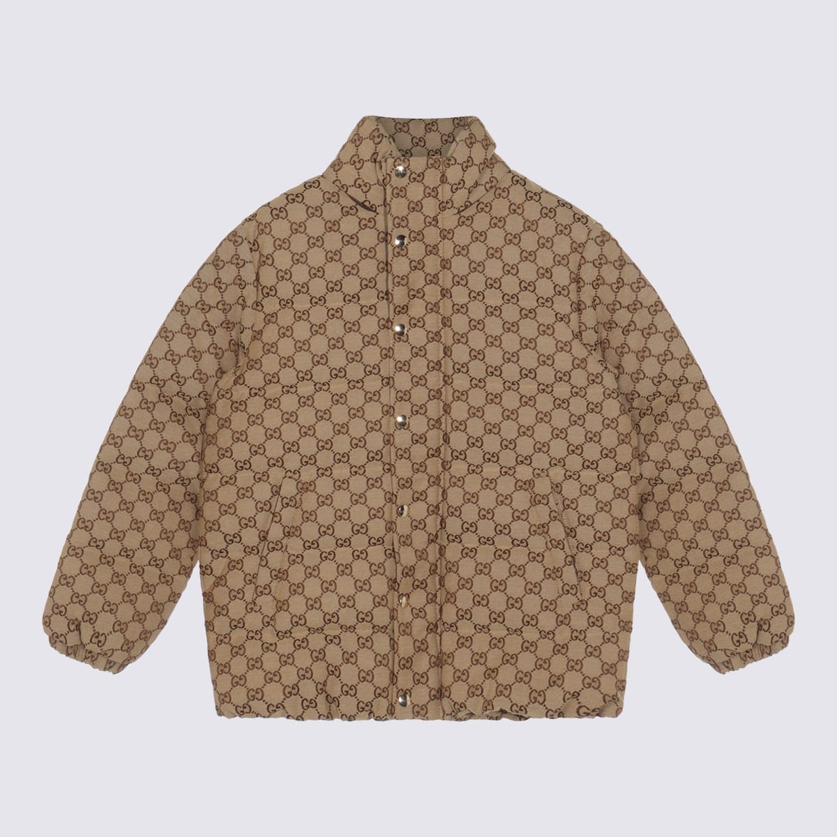 Gucci Camel Down Jacket In Brown