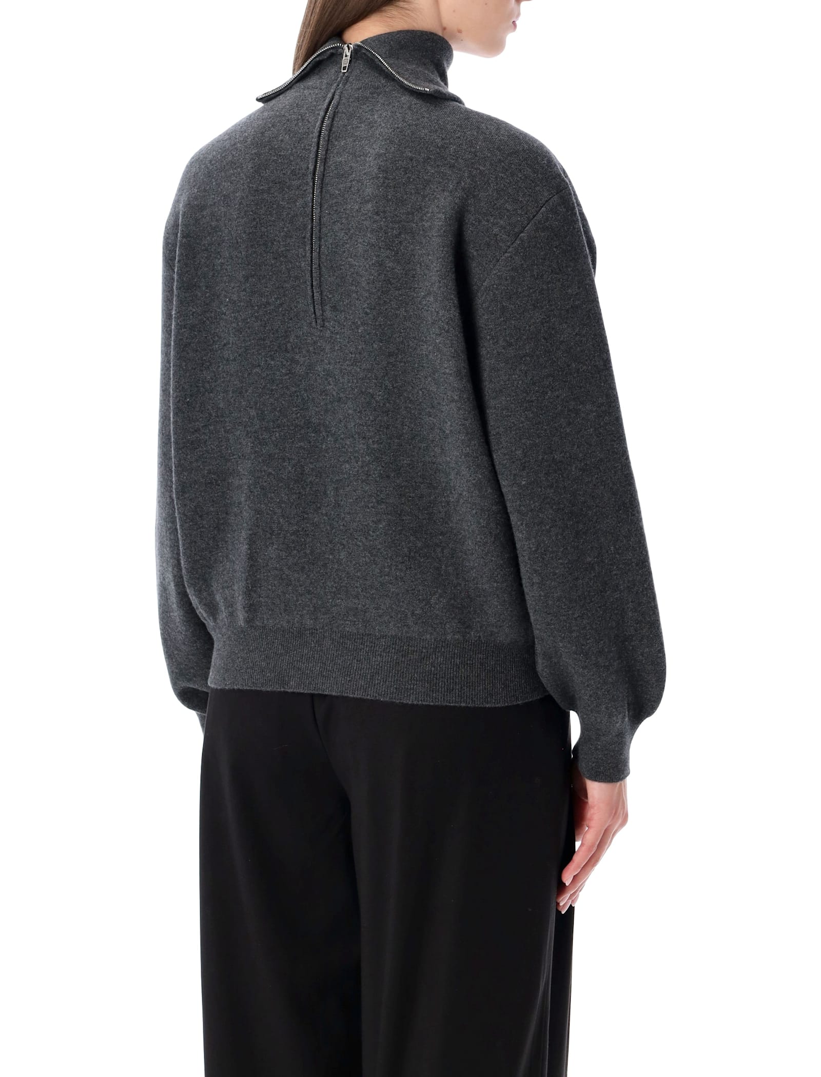Balenciaga Back-to-front Wool Turtleneck Sweater In Anthracite In Gray