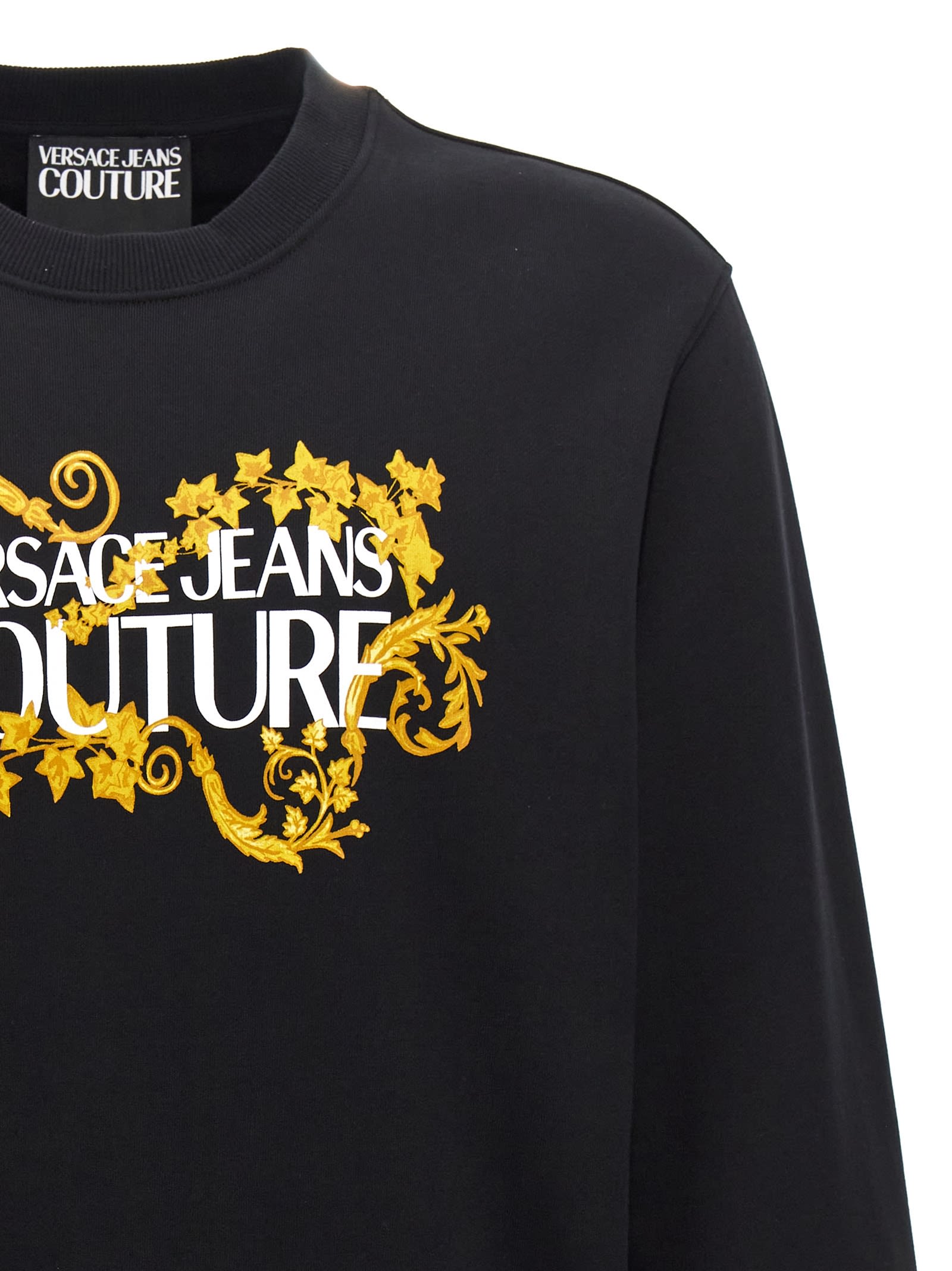 Shop Versace Jeans Couture Logo Print Sweatshirt In Black