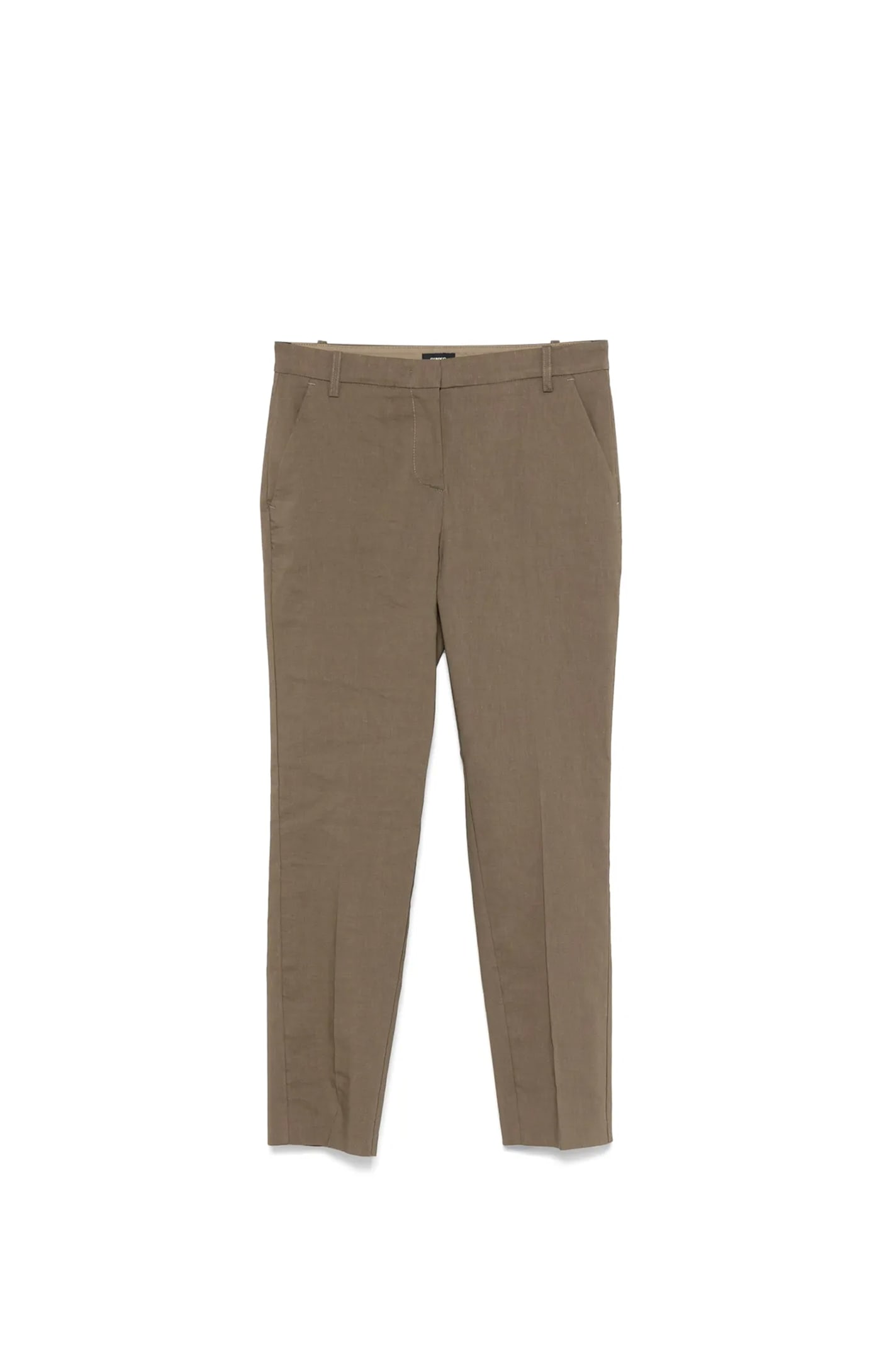 Pinko Tailored Green Trousers With Mid-rise Waist In Green