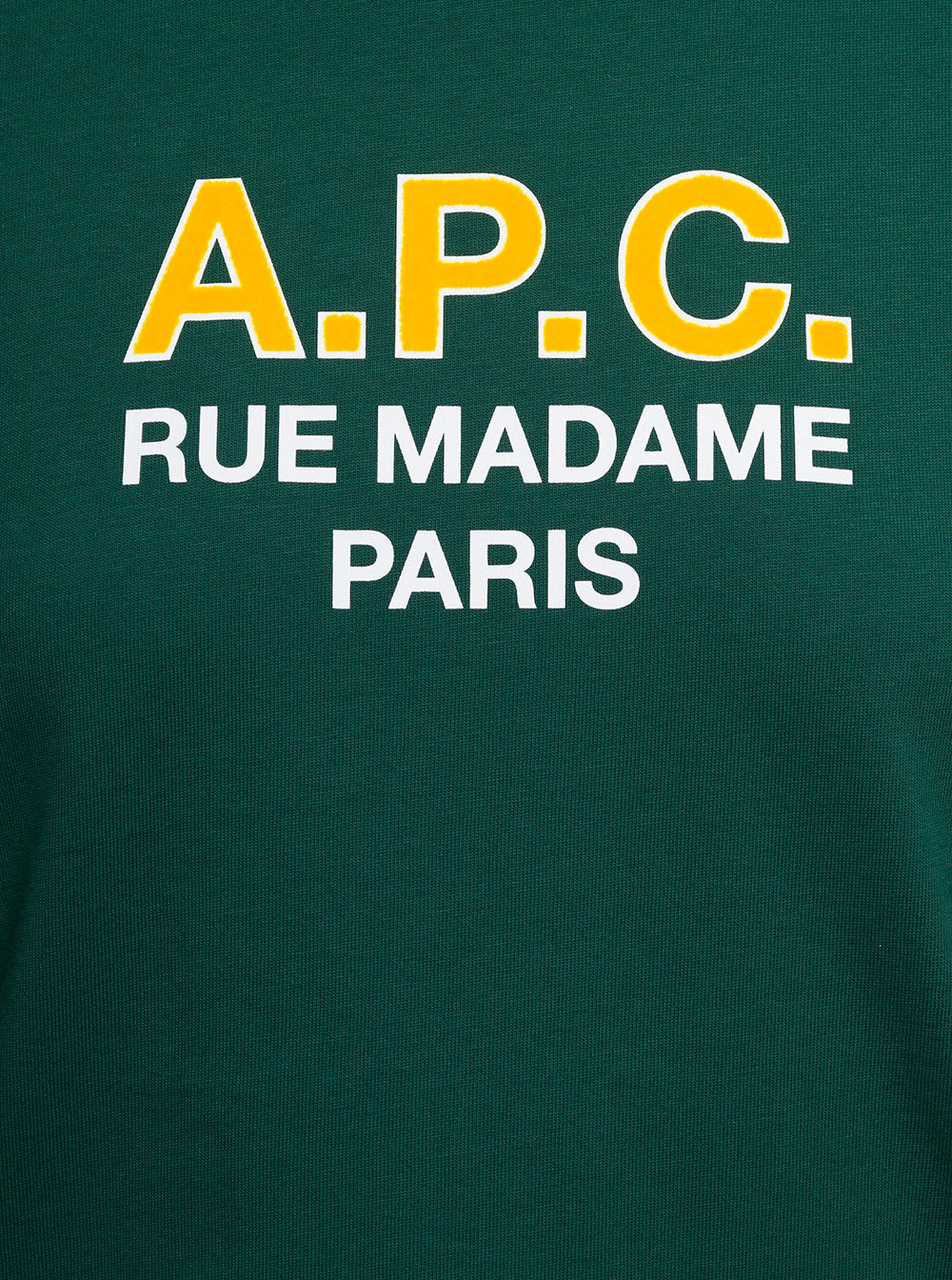 Shop Apc Green Crewneck T-shirt With Front Logo Print In Cotton Woman