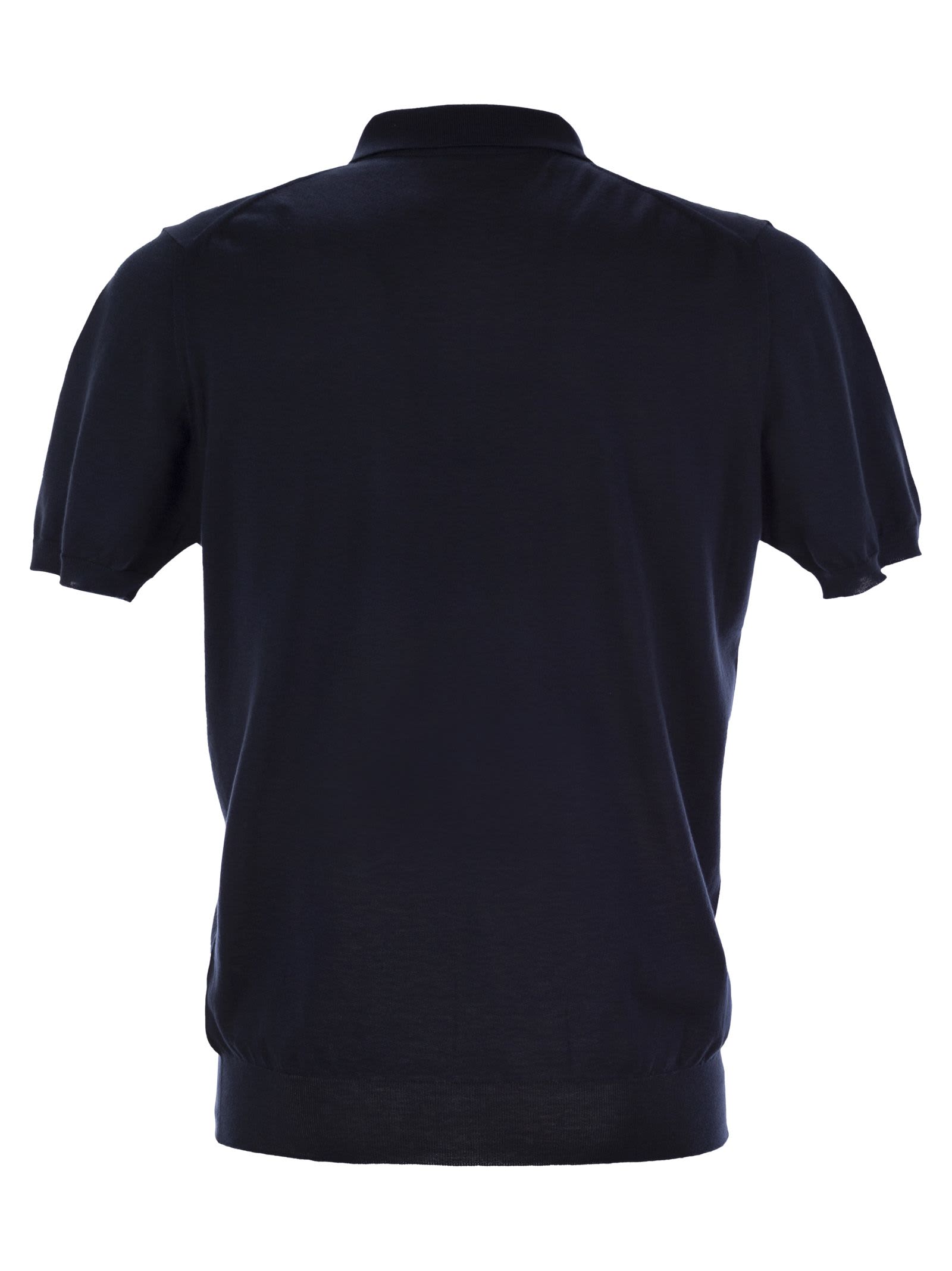 Shop Kiton Short-sleeved Polo-zip In Night Blue