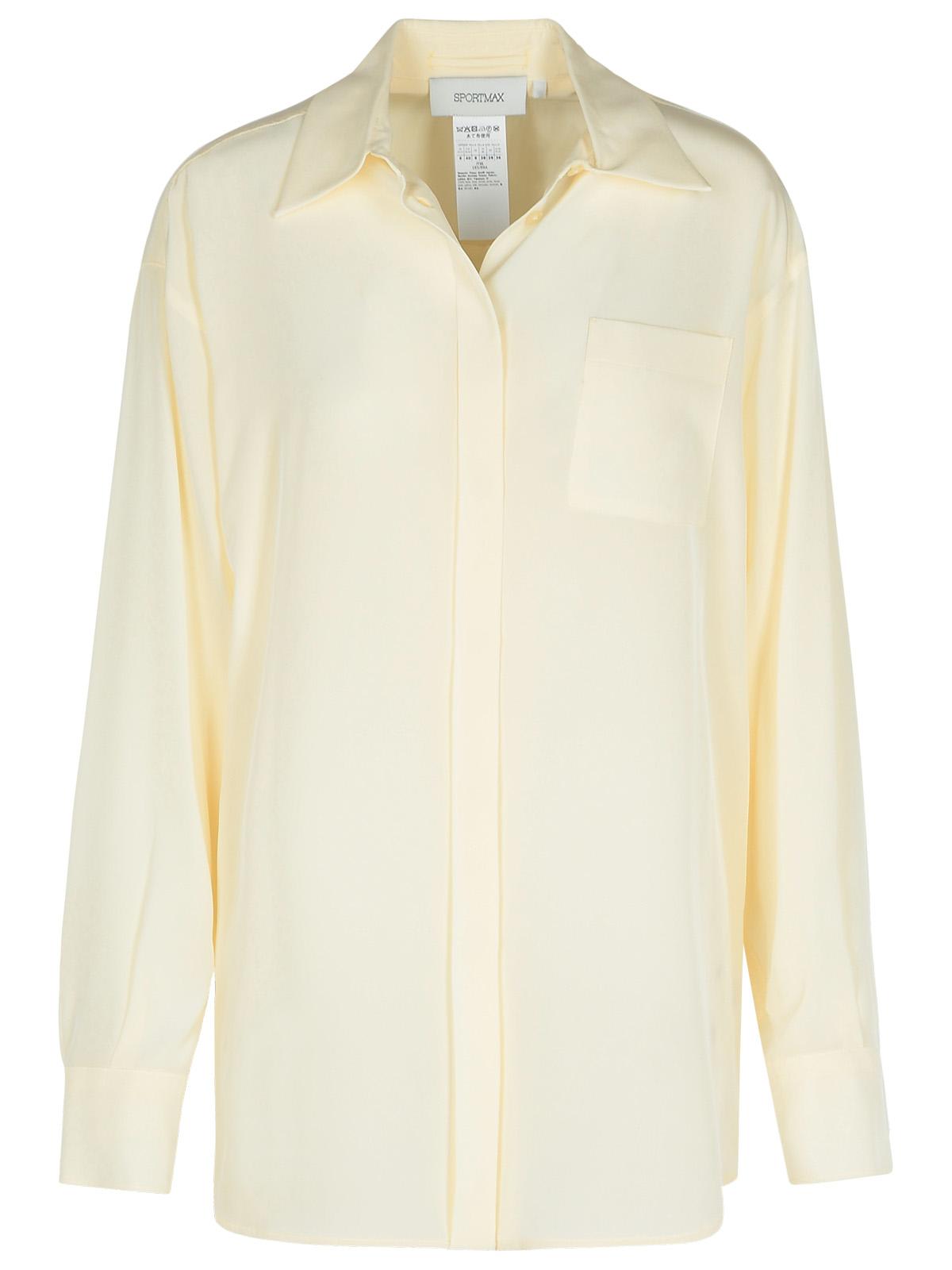 Sportmax 'silk Shirt With Long Sleeves And Collar' In Ivory