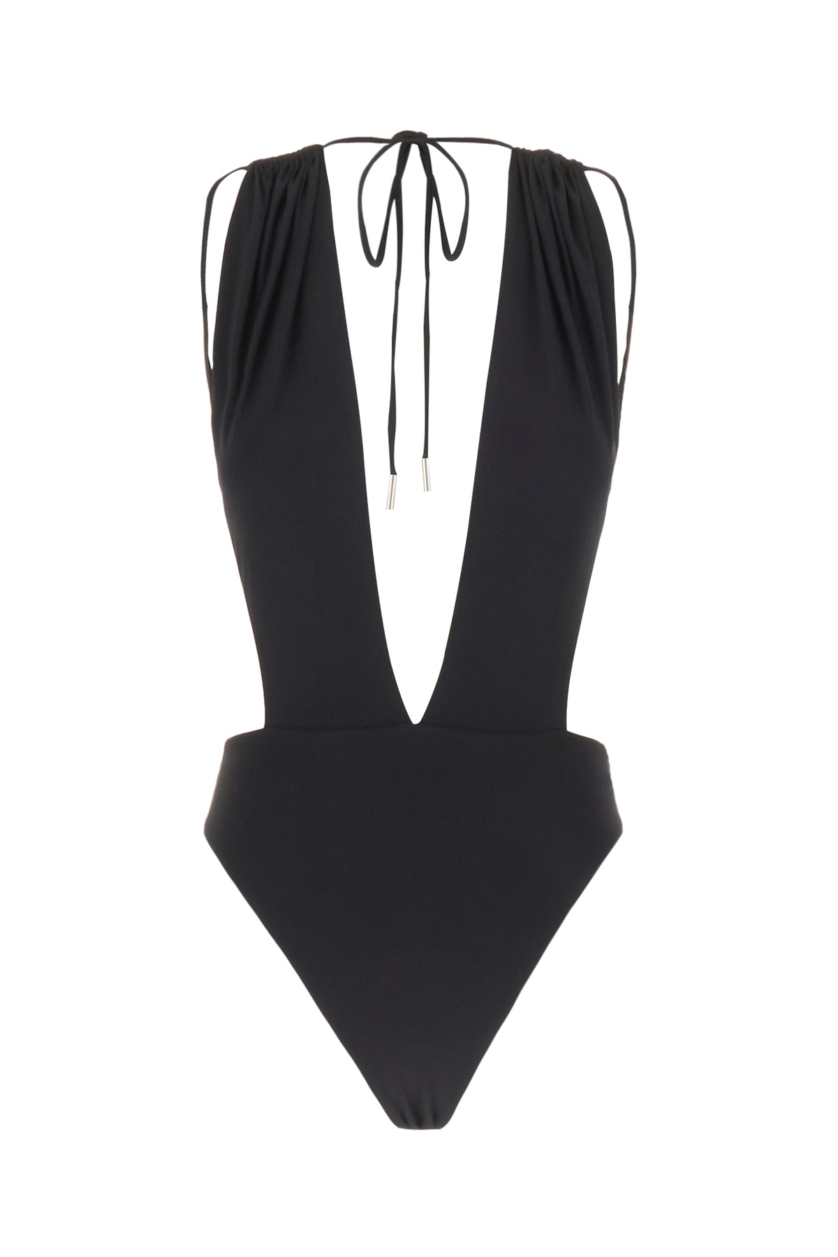 Saint Laurent Black Stretch Nylon Swimsuit In Nero