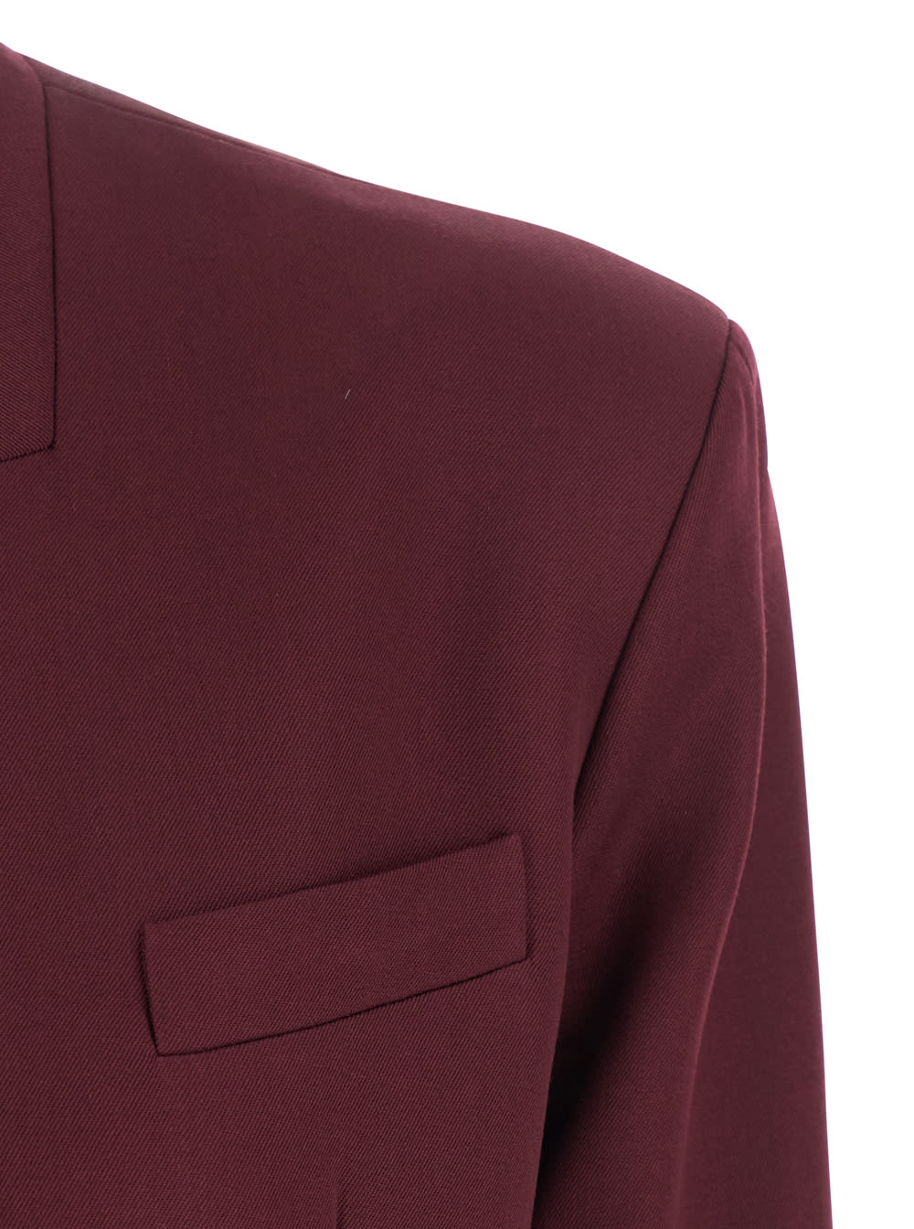 Attico Padded-shoulder Gabardine Blazer In Burgundy