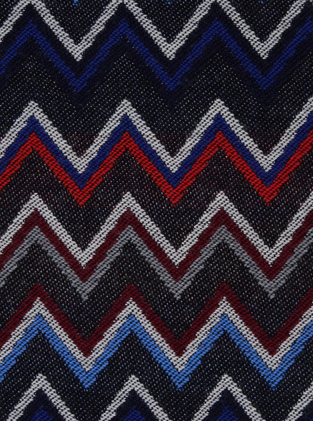 Missoni Multicolor Scarf With Zigzag Motif And Fringed Hem In Wool Man In Black