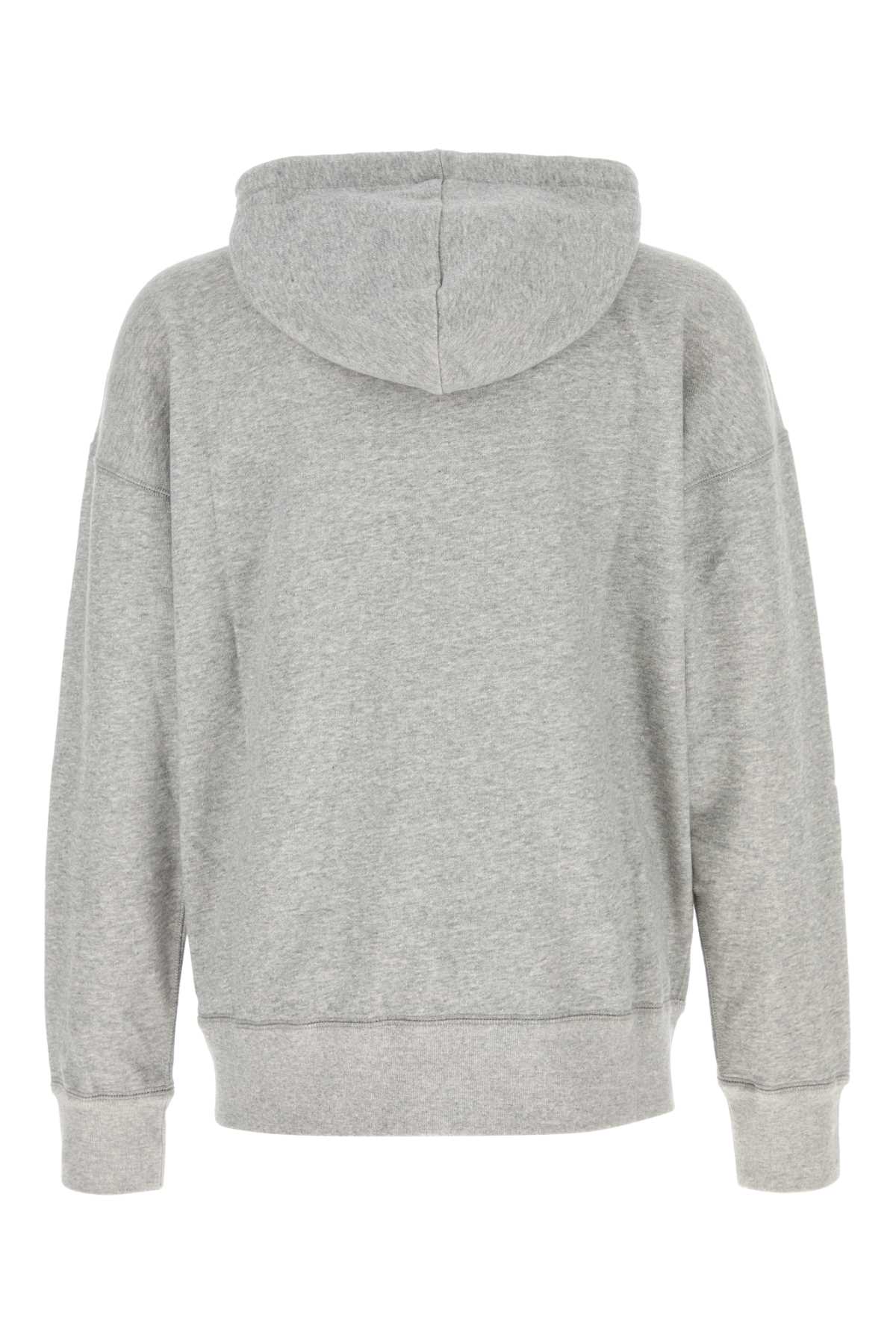 Shop Isabel Marant Melange Grey Cotton Blend Oversize Miley Sweatshirt In Greywhite