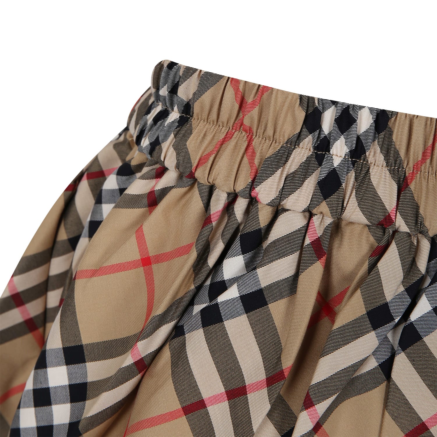Shop Burberry Beige Shorts For Girl With Iconic All-over Vintage Check